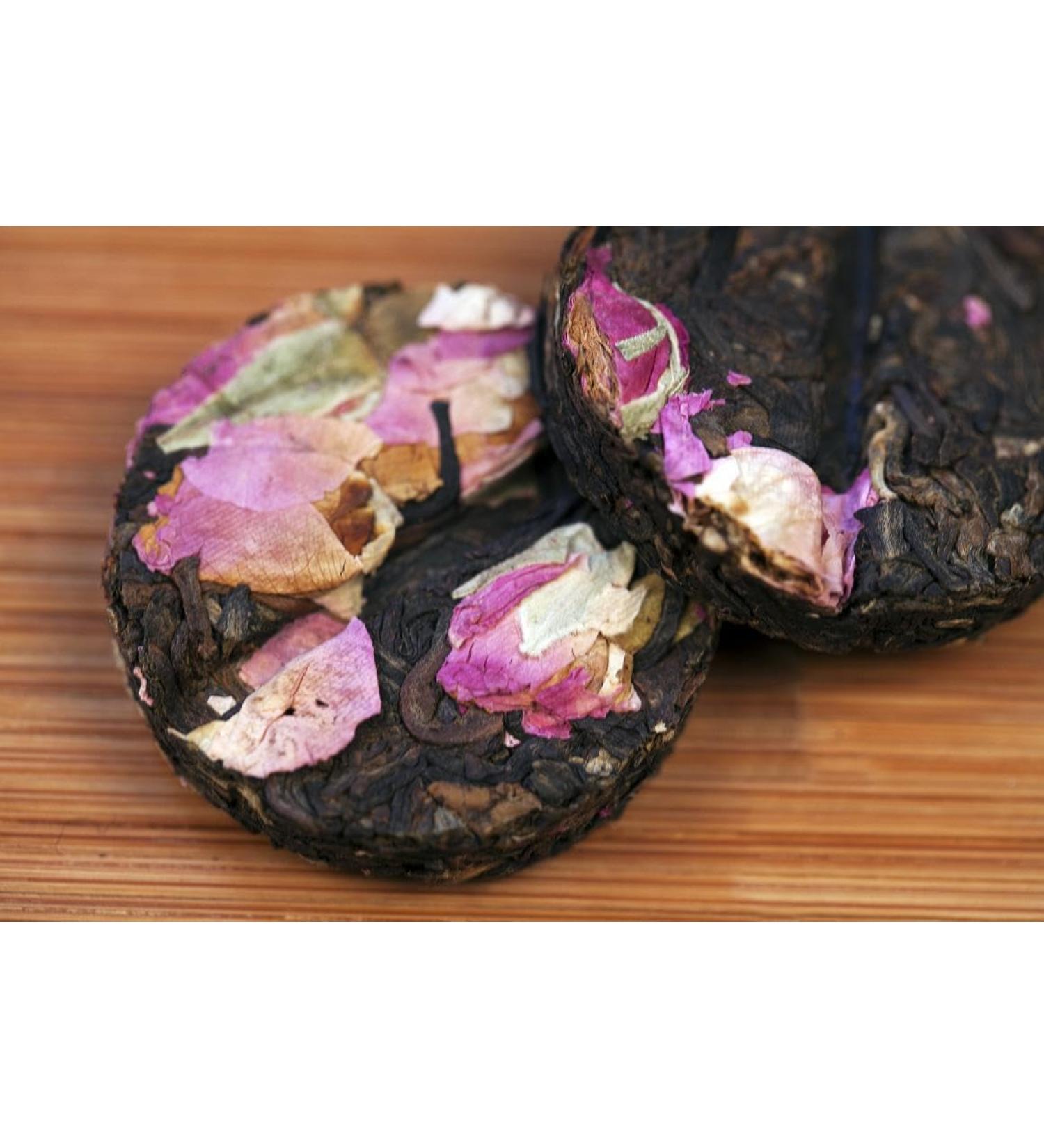 Rose flower mini tea cakes total 1 Pound (454 grams) fermented Pu Erh tea box packing. - Buy Online on GoSupps.com