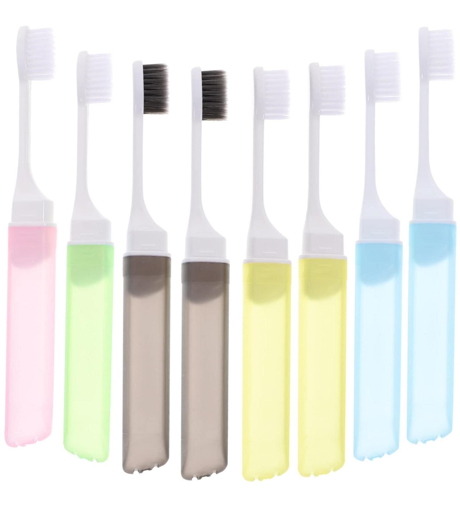 Healeved 8st foldable toothbrush with soft bristle mouth cleaning brush oral toothbrush collapsible toothbrush camping toothbrush hand toothbrush sensitive child toothbrush holder