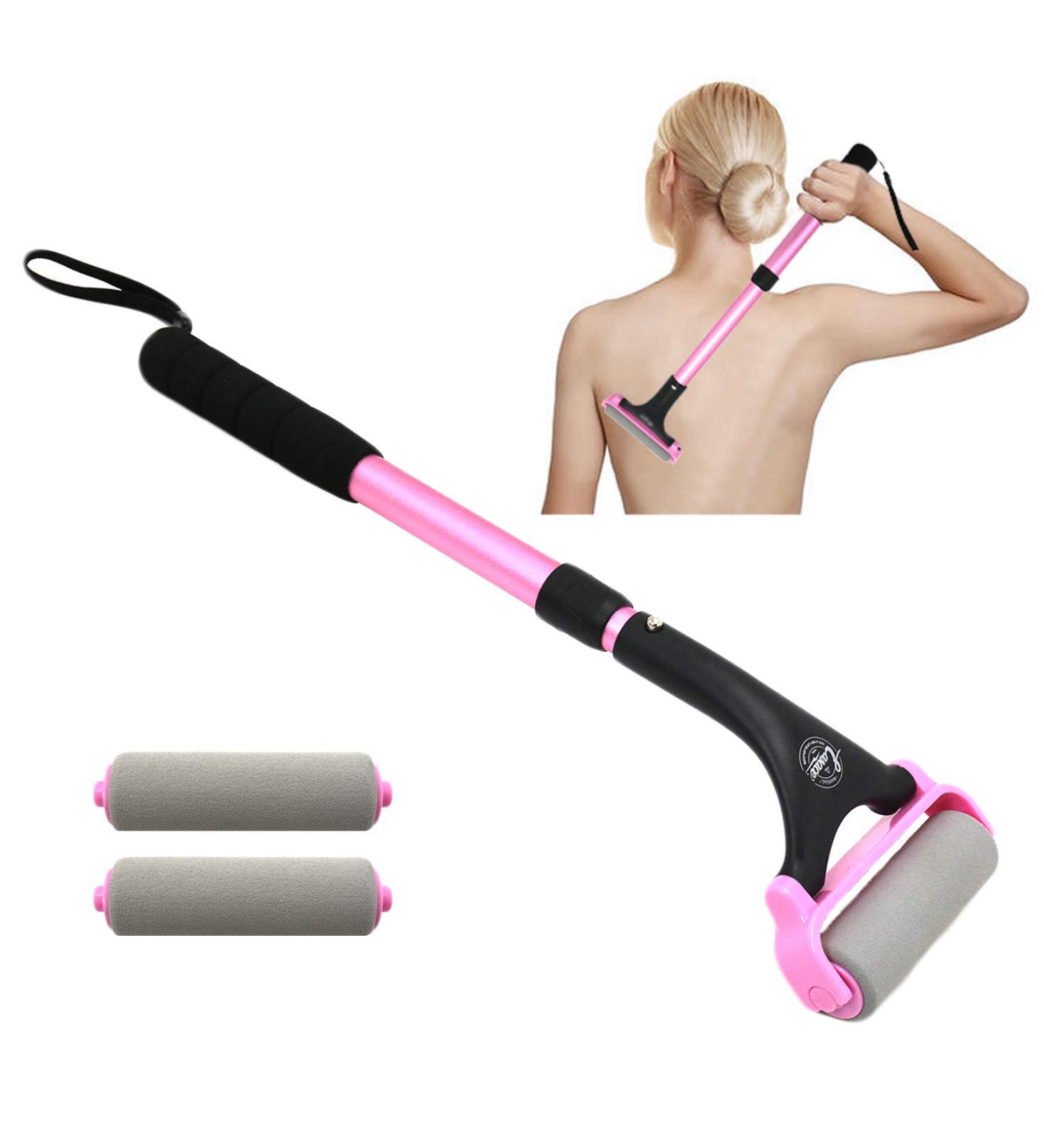 EASACE Long Handle Lotion Applicator for Back & Body - 21.5 inch Adjustable Roller with 2 Replacement Heads (Pink) - Ideal for Back Self-Application - Buy Online on GoSupps.com