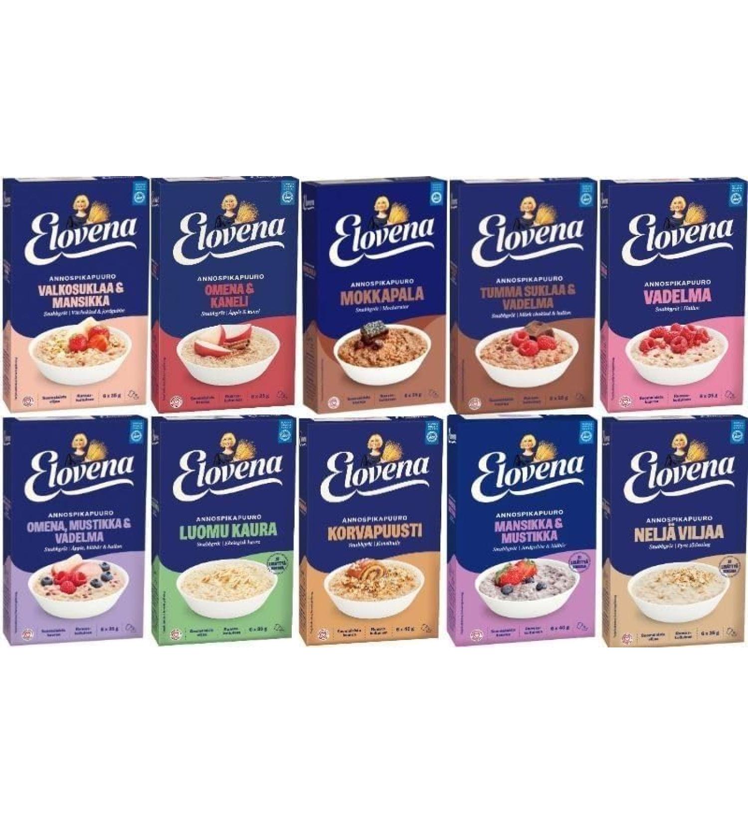 Coffret de Porridge Elovena (lot de 10) 210-240g Choisissez 10 paquets parmi 20 saveurs dans la Bo te S p s p SOPOSOPO - Buy Online on GoSupps.com