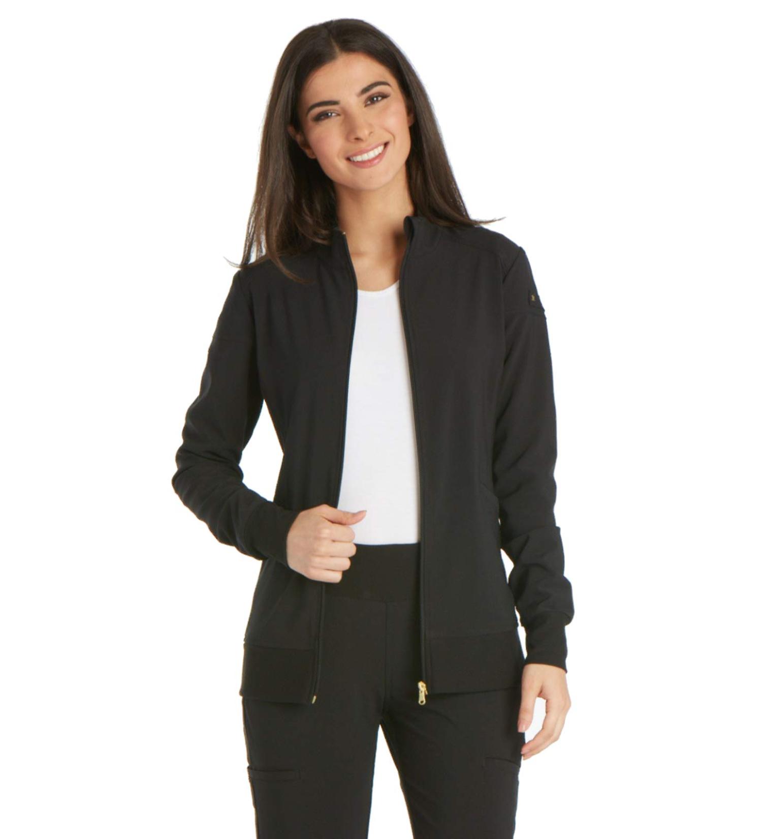 Cherokee CK303 Women's Zip Front Scrub Jacket - Medium, Black | iFlex - Buy Online on GoSupps.com