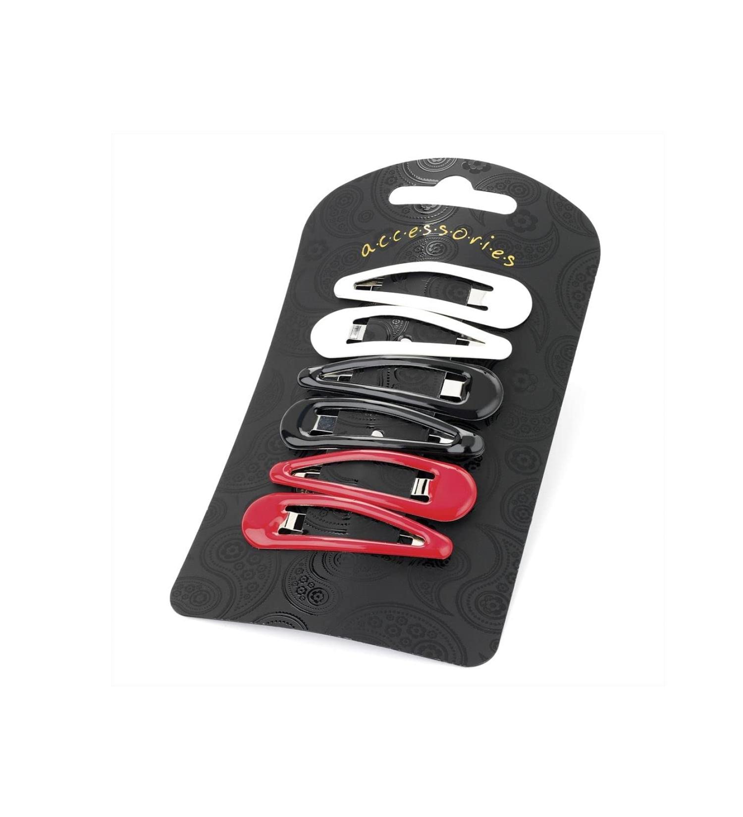 Black White Red 5cm Plastic Coated Sleepie Snap Hair Clips Bendies Grips Slides for Women Girls by Glitz4Girlz - Buy Online on GoSupps.com