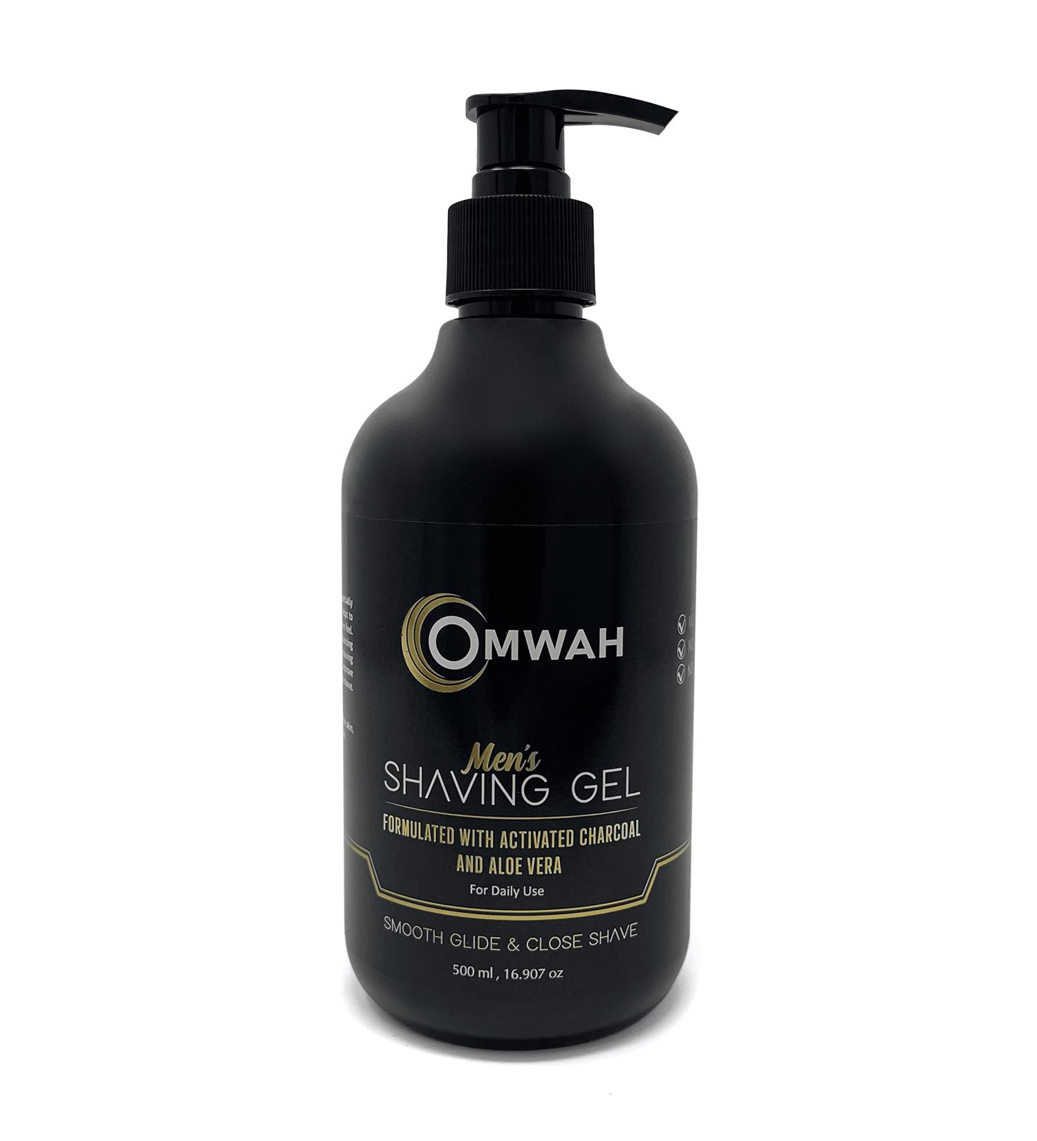 OMWAH Men Charcoal Shaving Gel - Activated Charcoal & Aloe Vera - 16.9 oz - Professional Barber Use - Buy Online on GoSupps.com