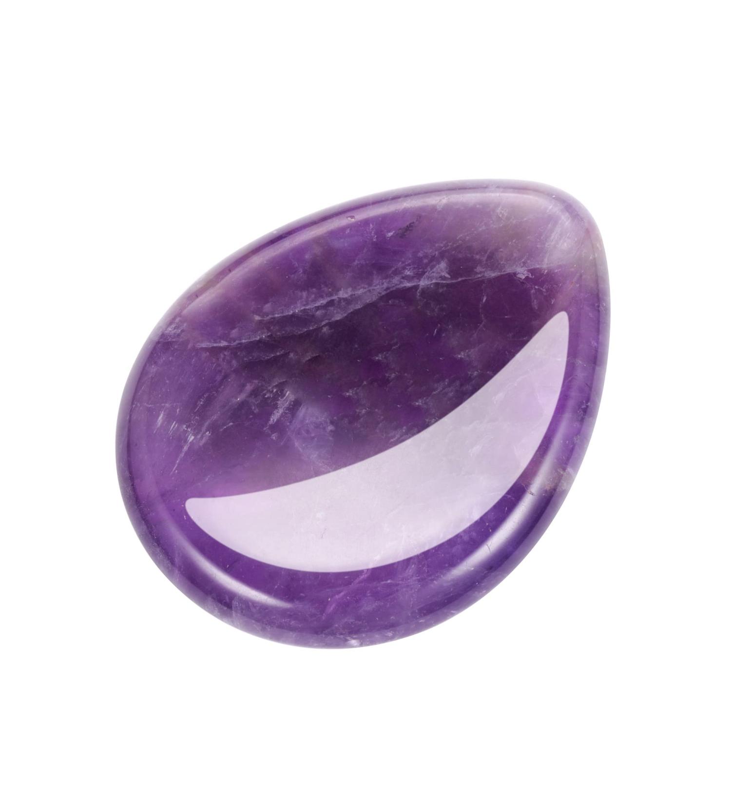 Amethyst Carved Thumb Worry Stone - Natural Healing Crystal Pocket Palm Stone - Buy Online on GoSupps.com