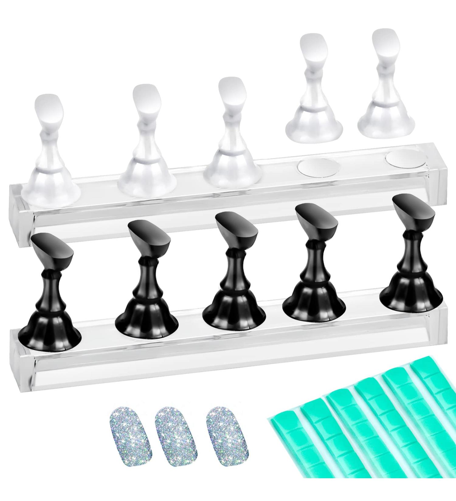 Blueseabuy Nail Stand Set - 2 Pcs Acrylic & Press On Nails Holder | Essential Nail Tips Stand for Beginners | Practical Magnetic Nail Design Accessories - Buy Online on GoSupps.com