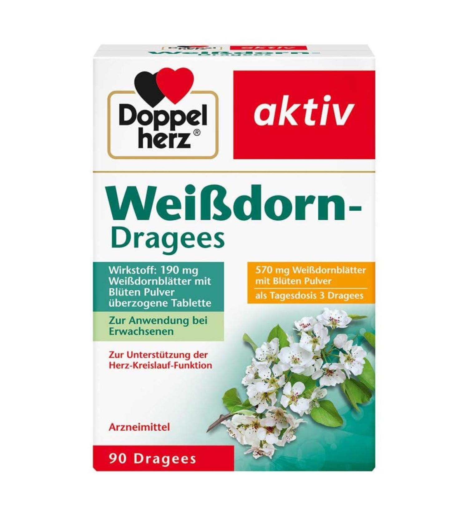 Double Heart Hawthorn Dragees 90 St - Premium Herbal Candy for Heart Health | Buy Internationally - Buy Online on GoSupps.com