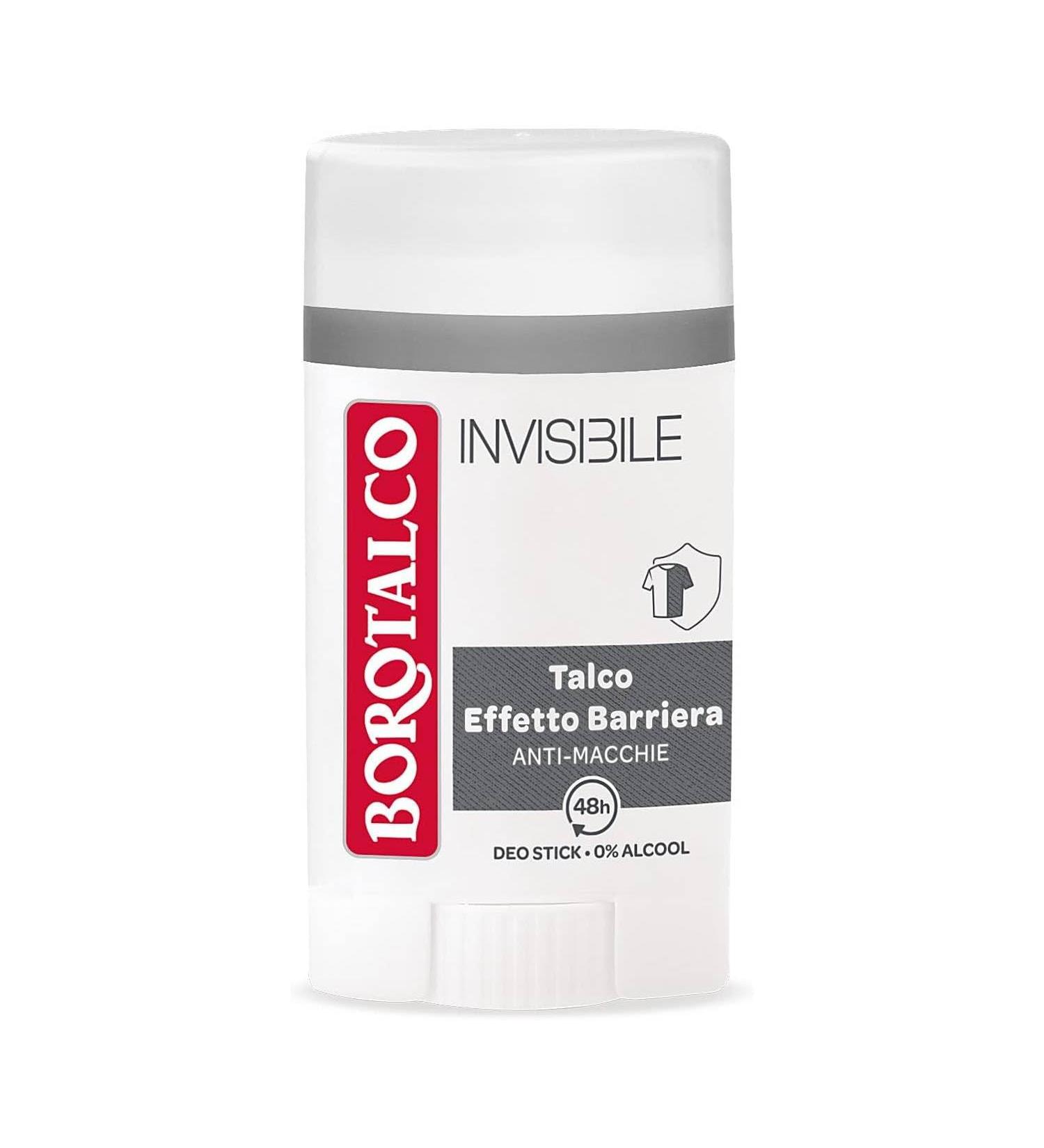  Borotalco Borotalco Invisible Deodorant for Men Talc Barrier Effect Anti-Stain Alcohol-Free 48H Stick 40 ml (1) - Buy Online on GoSupps.com