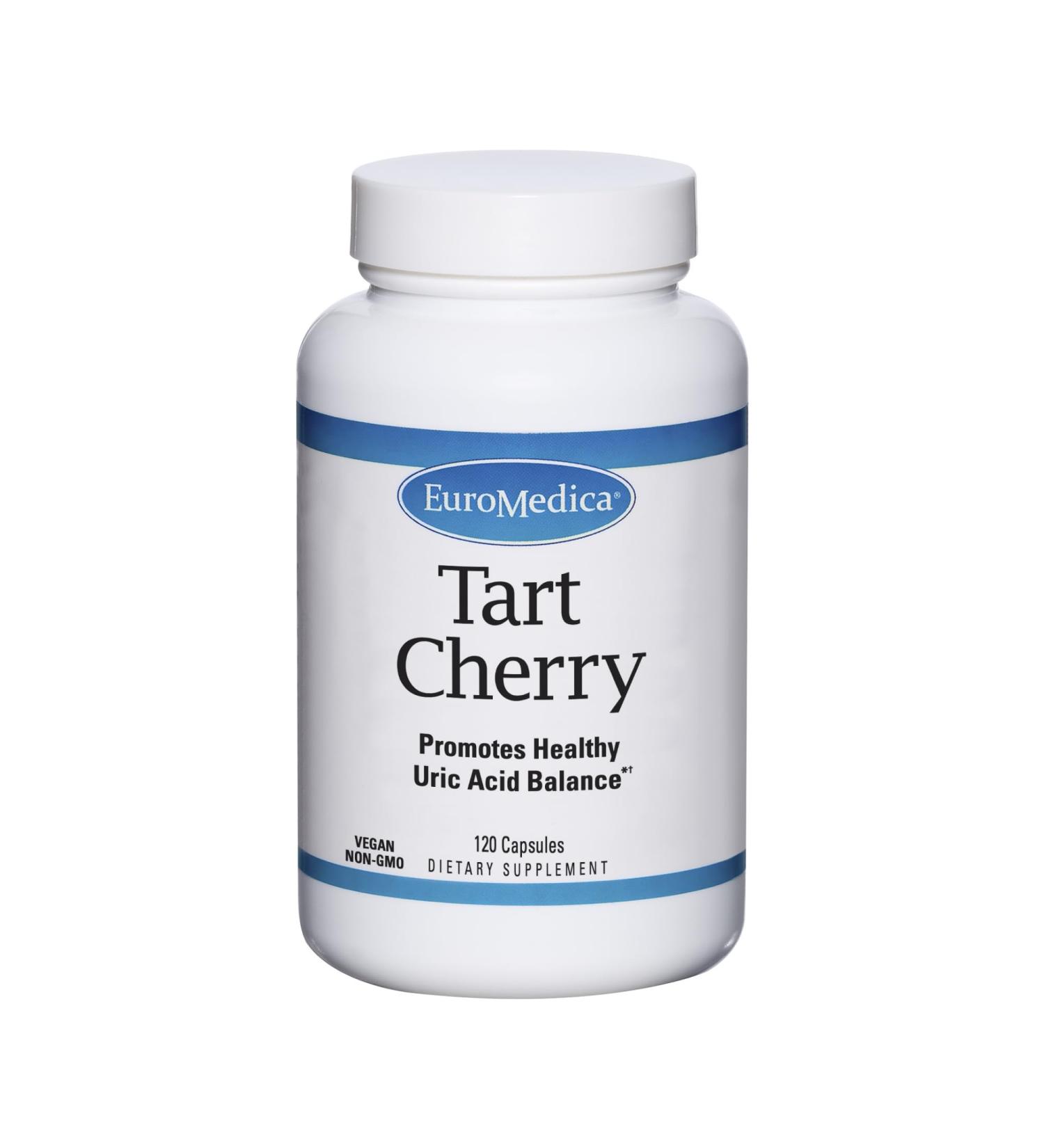Euromedica Tart Cherry Capsules - 120 Veggie Capsules for Healthy Uric Acid Balance - Non-GMO - 60 Servings - International Shipping Available - Buy Online on GoSupps.com