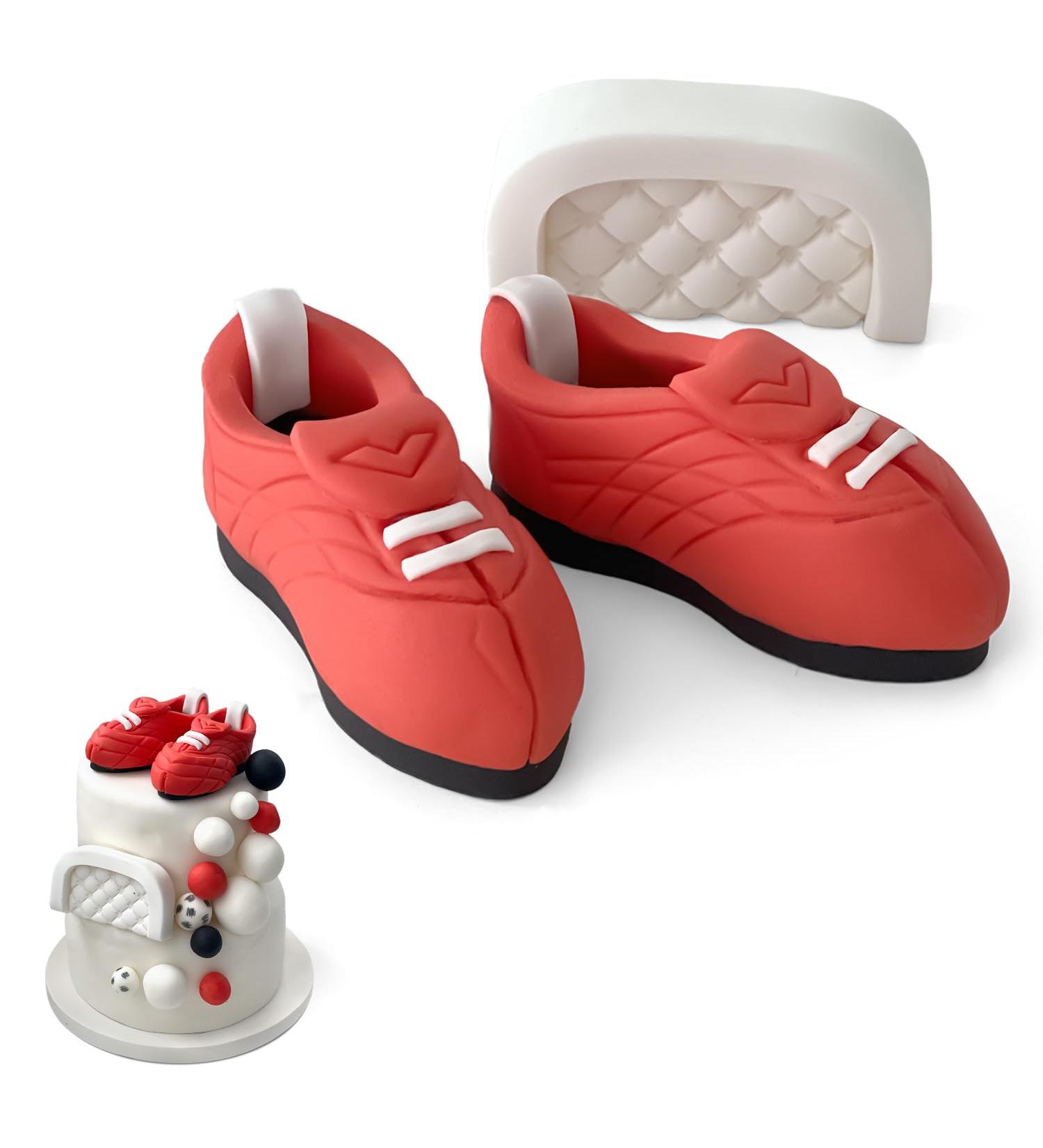 SugarArt Football Boot Set Edible Cake Topper - (Red) Handmade Football Cake Decorations - Perfect on Fondant Butter Cream & More - Football Cake Toppers - Made of Sugar - Contains Food Colors - Buy Online on GoSupps.com