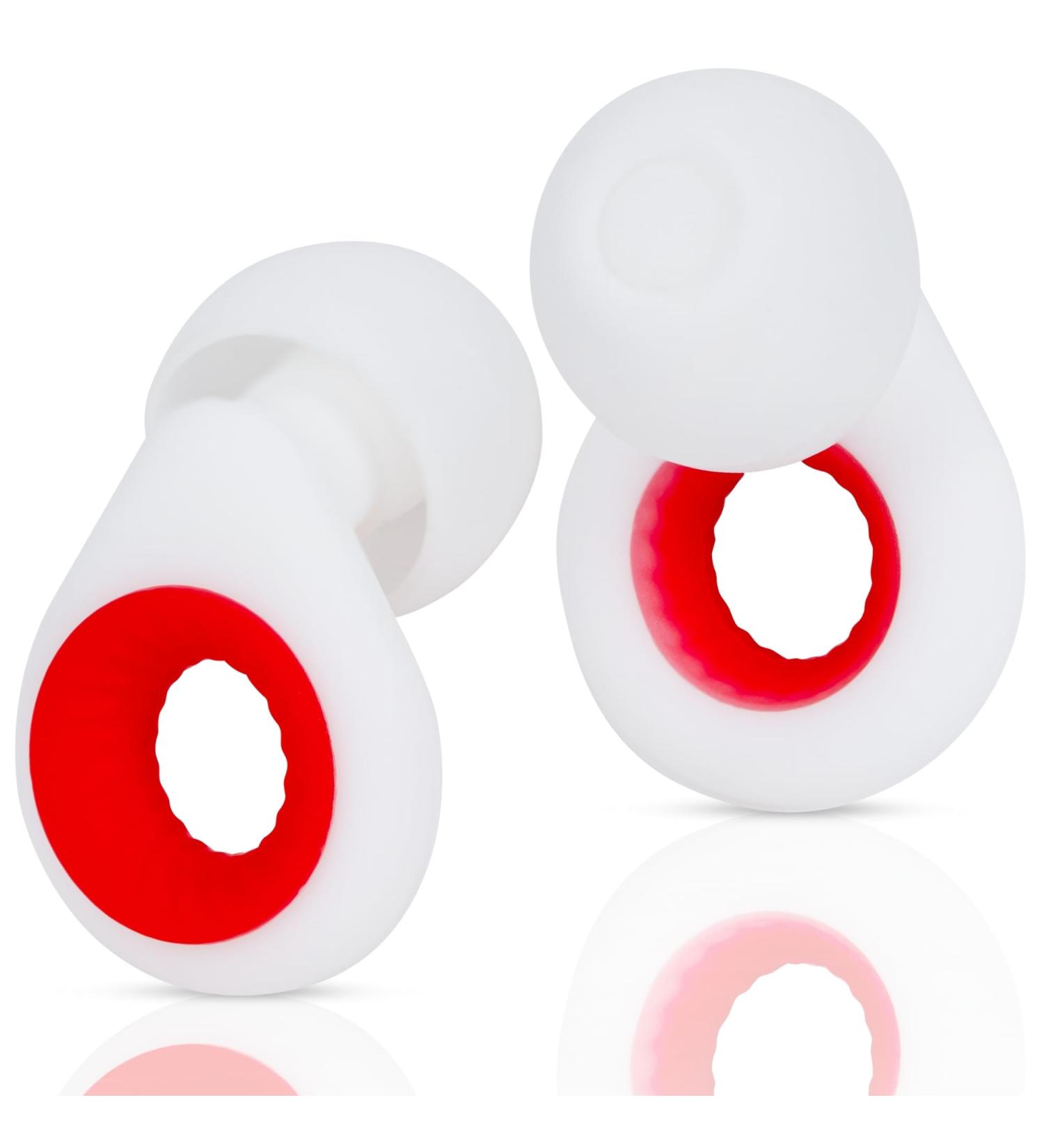Sleeping & Snoring Noise Canceling Earplugs - Concert Ear Protection - Comfortable White & Red Earbuds - Buy Online on GoSupps.com