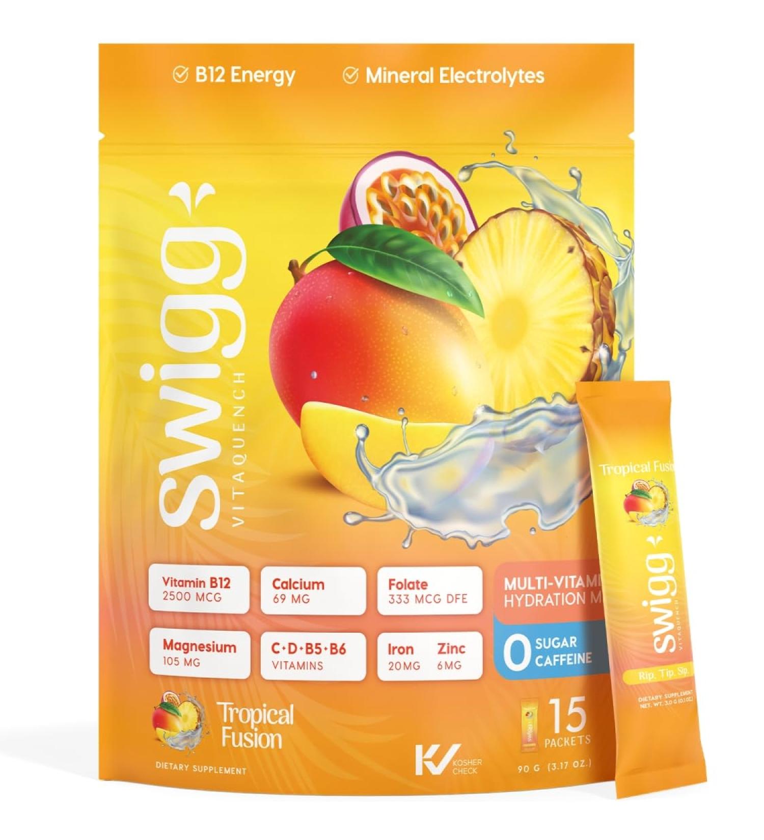 Electrolytes Powder No Sugar - Multivitamin Powder Packets for Men & Women - Vitamin Drink Powder for Hydration & Energy Tropical Fusion 18.75 Pound (Pack of 1) - Buy Online on GoSupps.com