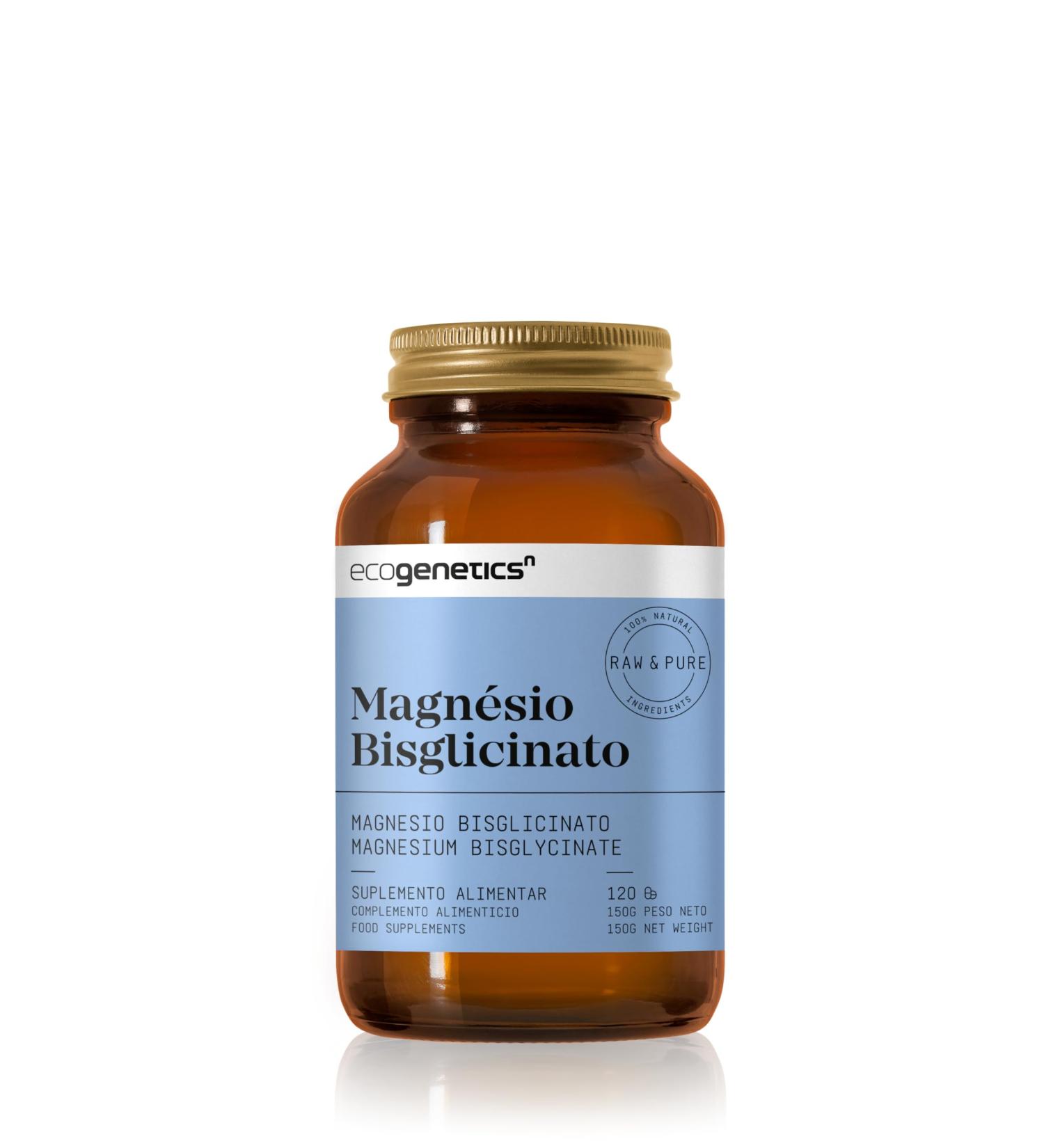 ECOGENETICS - Magnesium Bisglycinate 120 Capsules | Magnesium Supplement to Reduce Fatigue | Improves Nervous System | Blood Pressure | Strengthens the Immune System | Dental Health - Buy Online on GoSupps.com