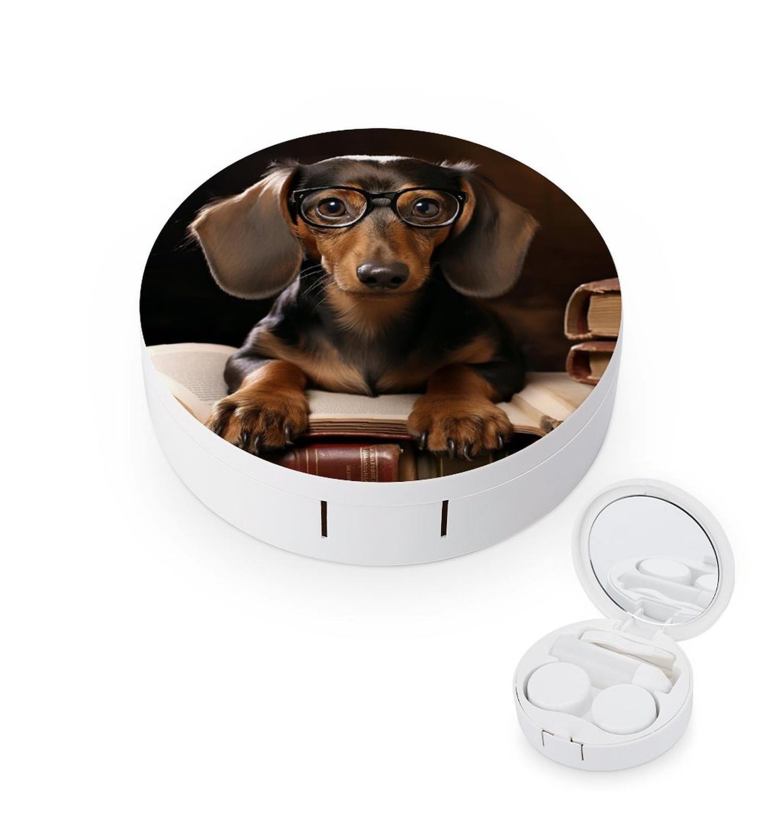 Portable Dachshund Contact Lens Case - Travel-Friendly Storage Box | White Contact Lens Organizer - Buy Online on GoSupps.com