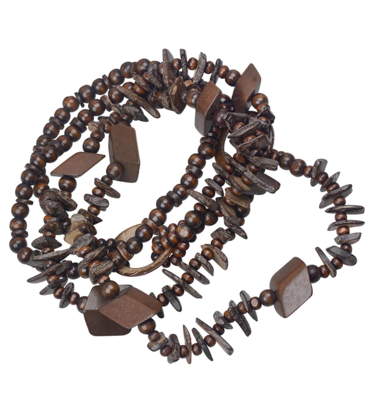 COOLHIYA Hawaiian Necklace Beaded Coir Necklace Necklaces A Necklace Vintage Decor Beaded Necklace Bride Wooden Beads Africa Coffee 110CM - Buy Online on GoSupps.com