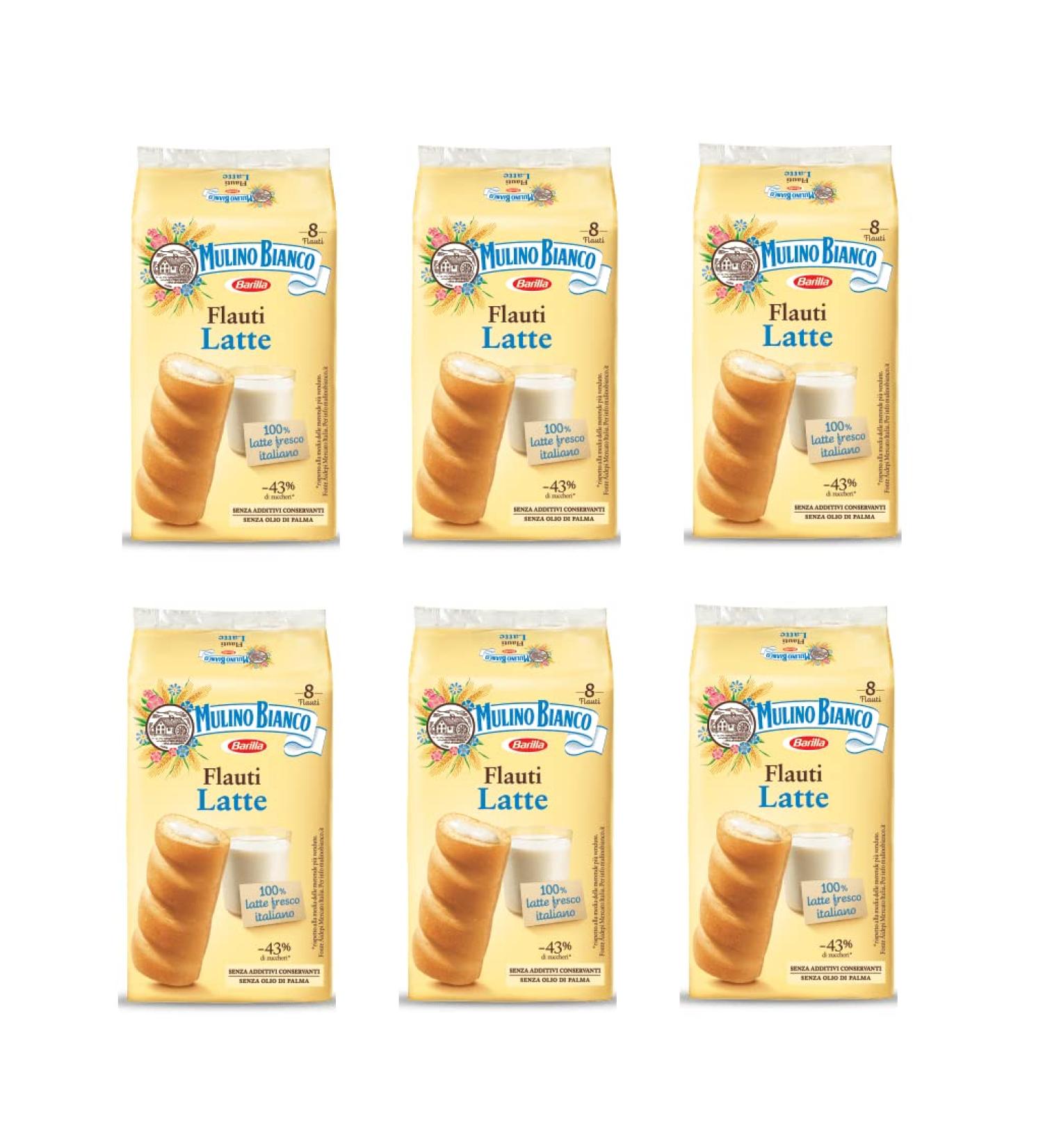  Mulino Bianco Pack of 6 Mulino Bianco Latte Flauti Milk Chocolate Bars - 8 x 35g - Milk Chocolate Biscuit Bars - Buy Online on GoSupps.com