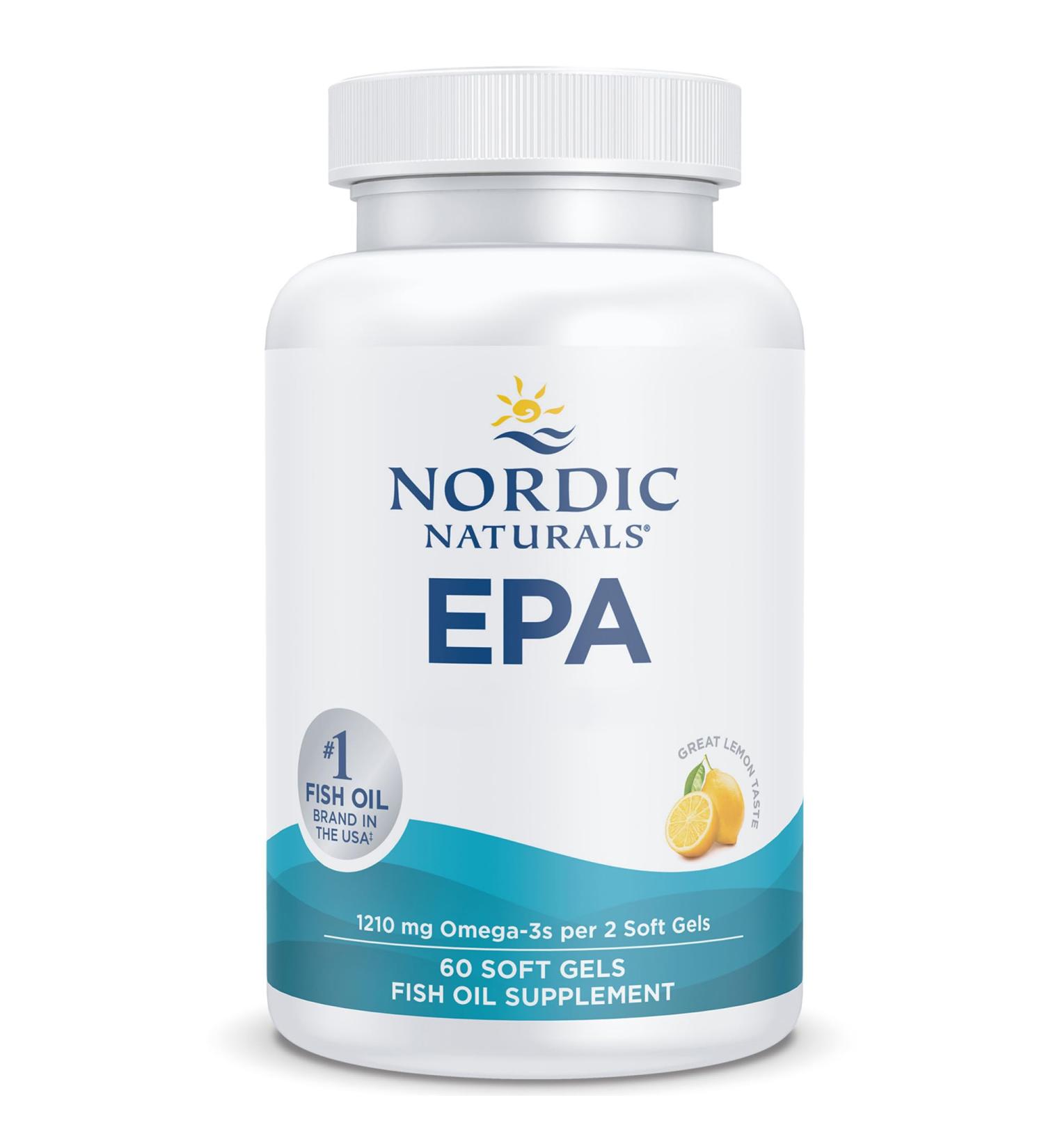 Nordic Naturals EPA 1210mg Omega-3 Fish Oil with EPA and DHA Lemon Taste 60 Soft Capsules Lab Tested Soy Free Gluten Free Non-GMO - Buy Online on GoSupps.com