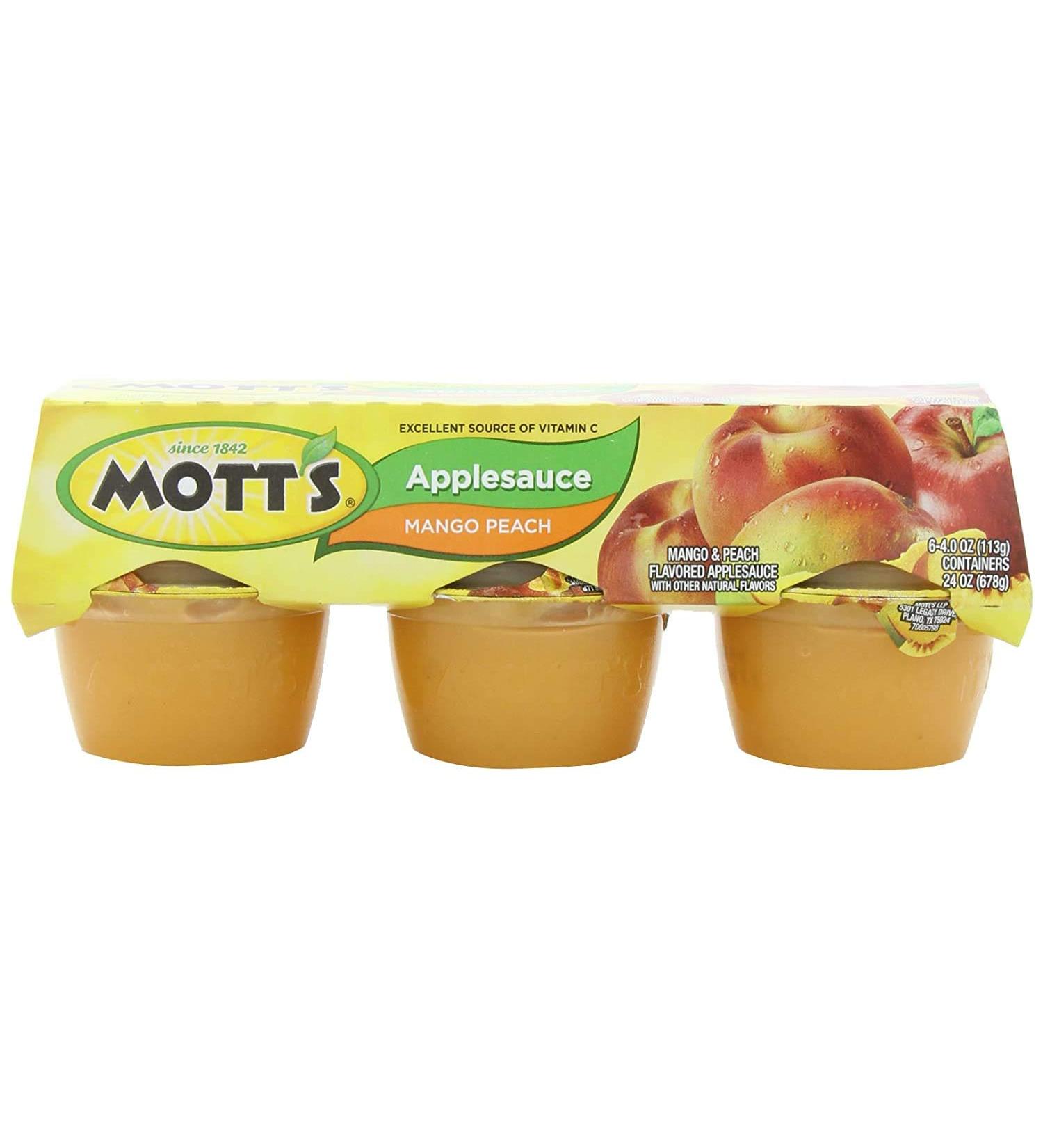 Mott's, Mango Peach Applesauce Blend, 6 - 4oz Cups, 24oz Package (Pack of 4)