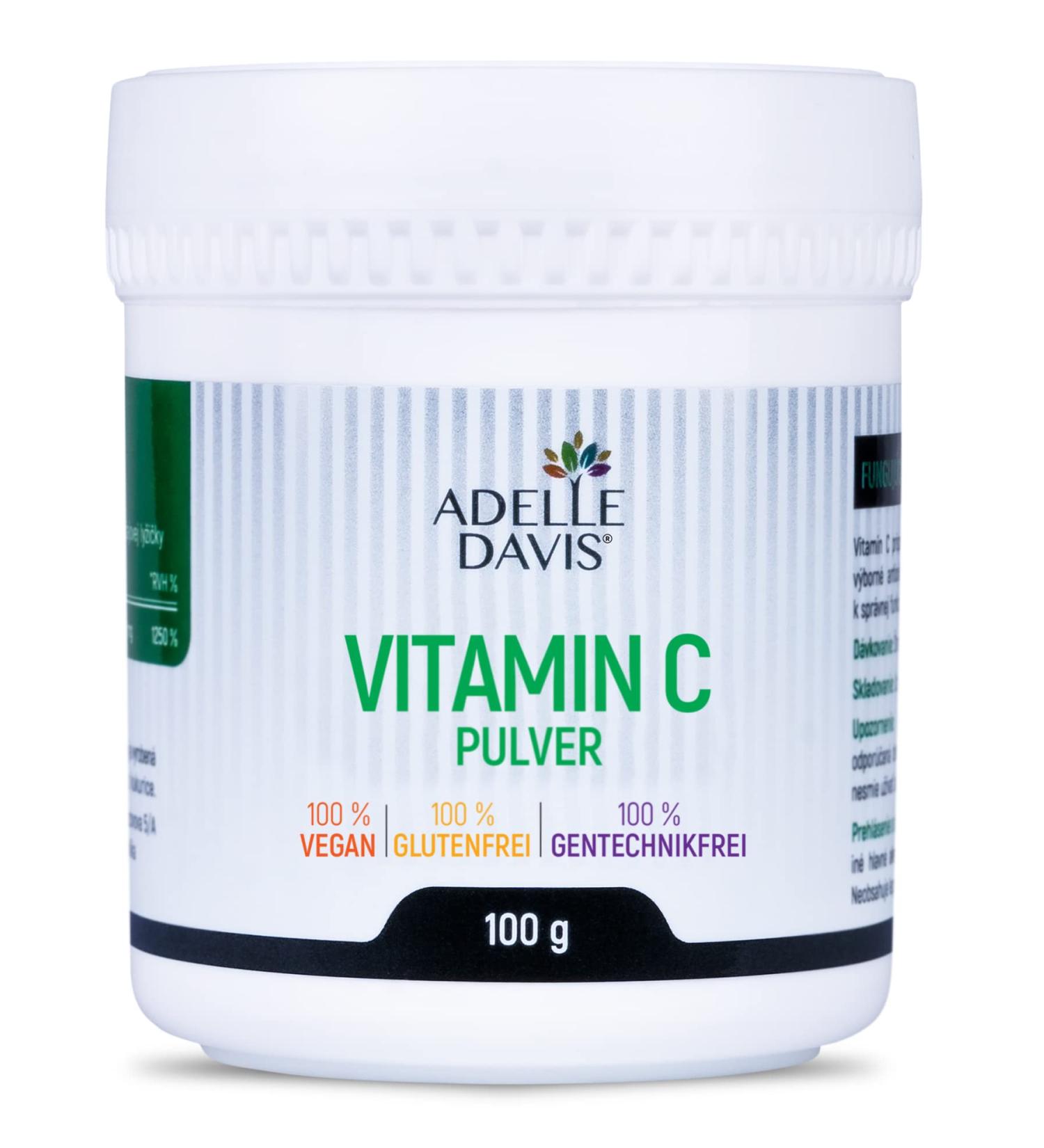 Adelle Davis Vitamin C Powder 100g - Pure Ascorbic Acid GMO-Free & Pharmaceutical Quality - Boost Immunity & Antioxidant Support - Buy Online on GoSupps.com