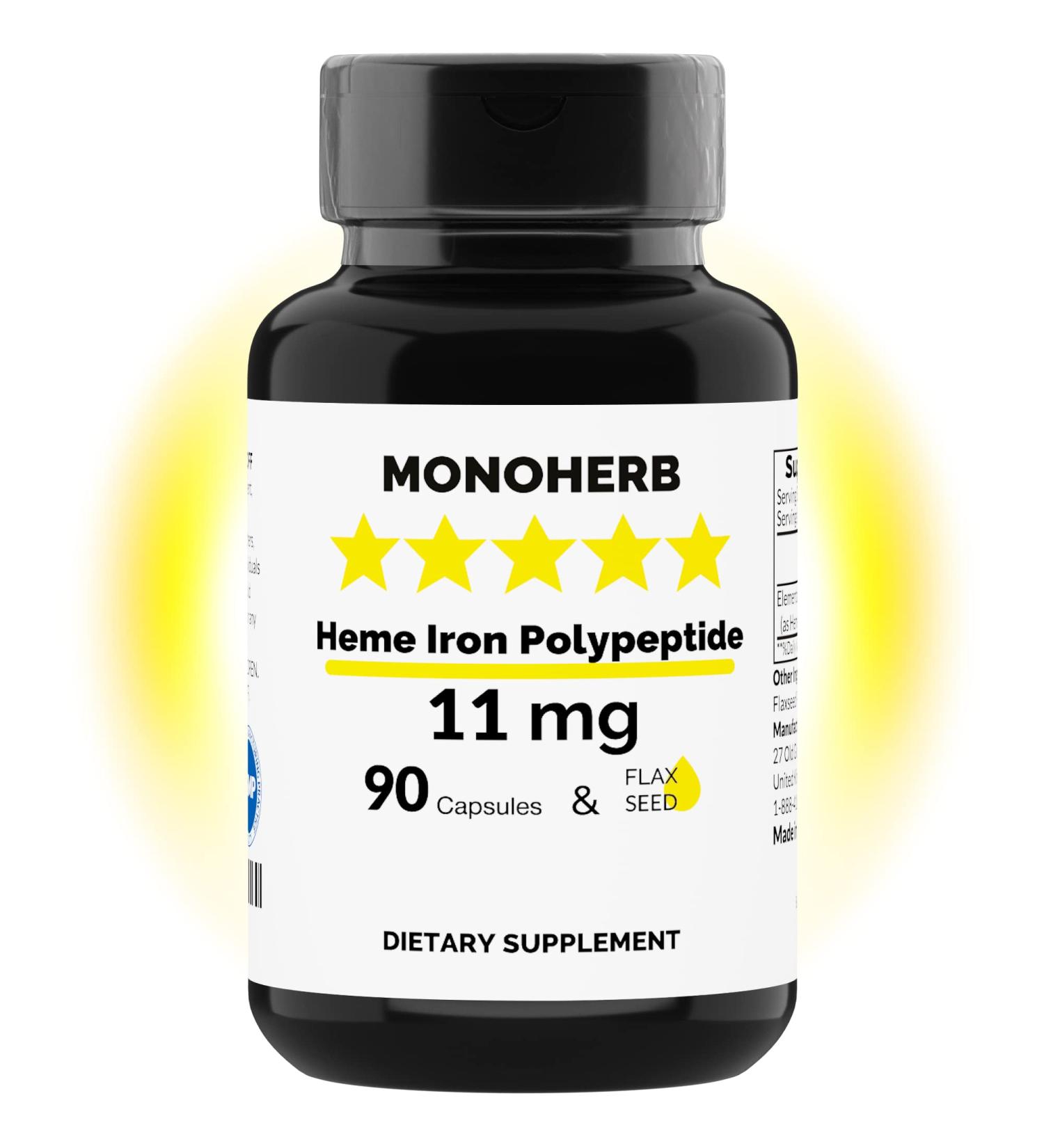 Heme Iron Polypeptide 11mg - 90 Vegetarian Capsules | Made in USA | Iron Supplement Complex - Buy Online on GoSupps.com