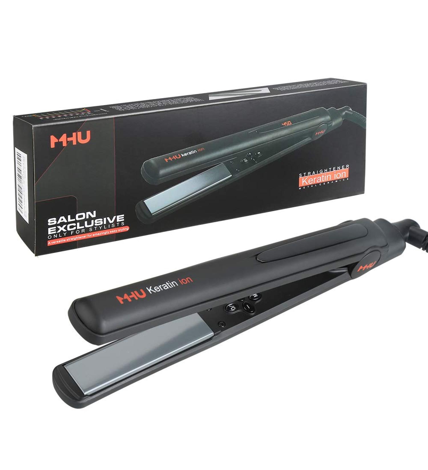 MHU Professional 1 Inch Flat Iron - Ceramic Tourmaline Ionic Hair Straightener & Curler with Auto Shut Off - Black | International Shipping Available - Buy Online on GoSupps.com
