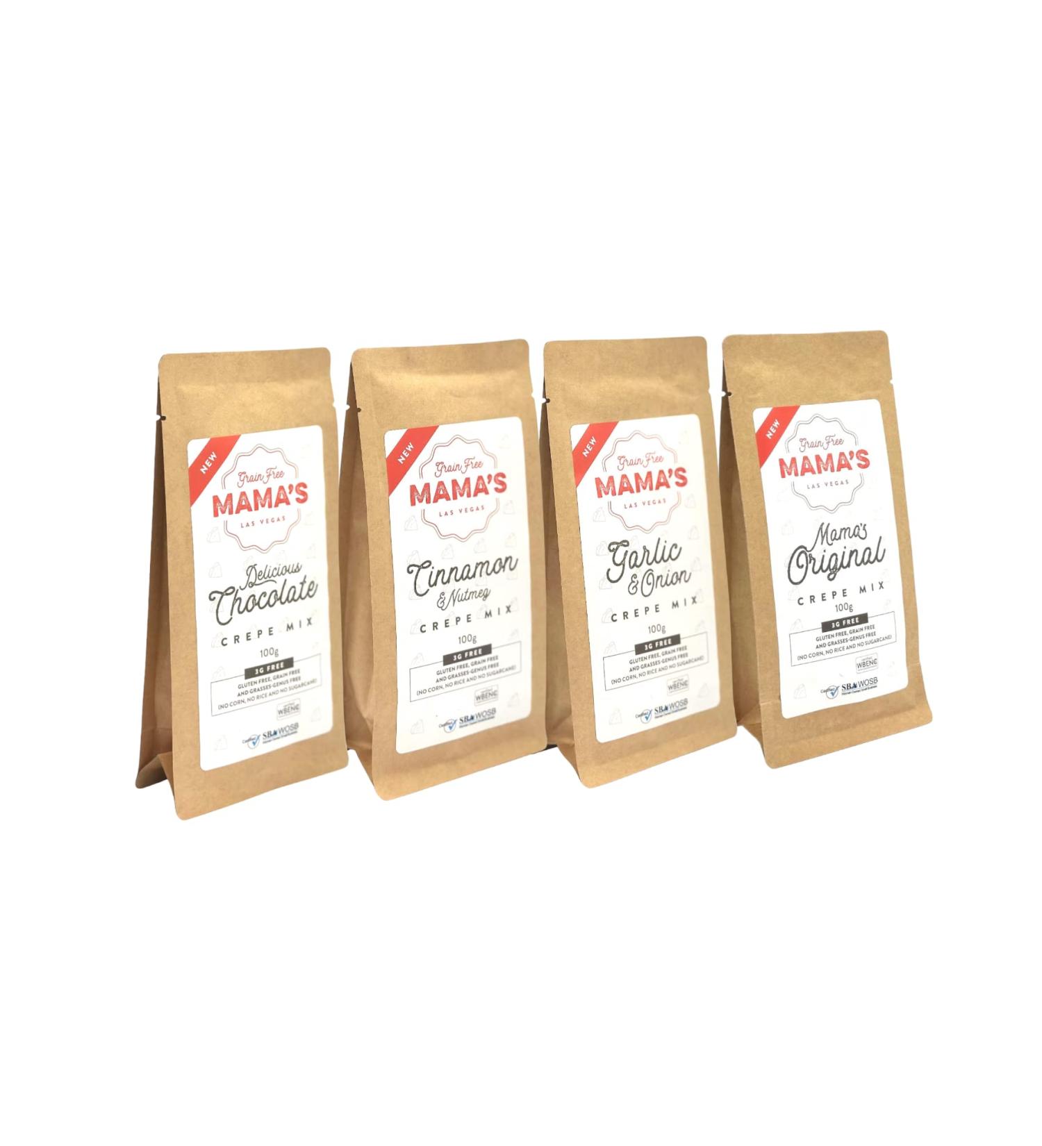 Organic Grain-Free Mama's Crepe Mix Variety 4-Pack - Gluten, Sugar, Dairy, Soy-Free - Buy Online on GoSupps.com