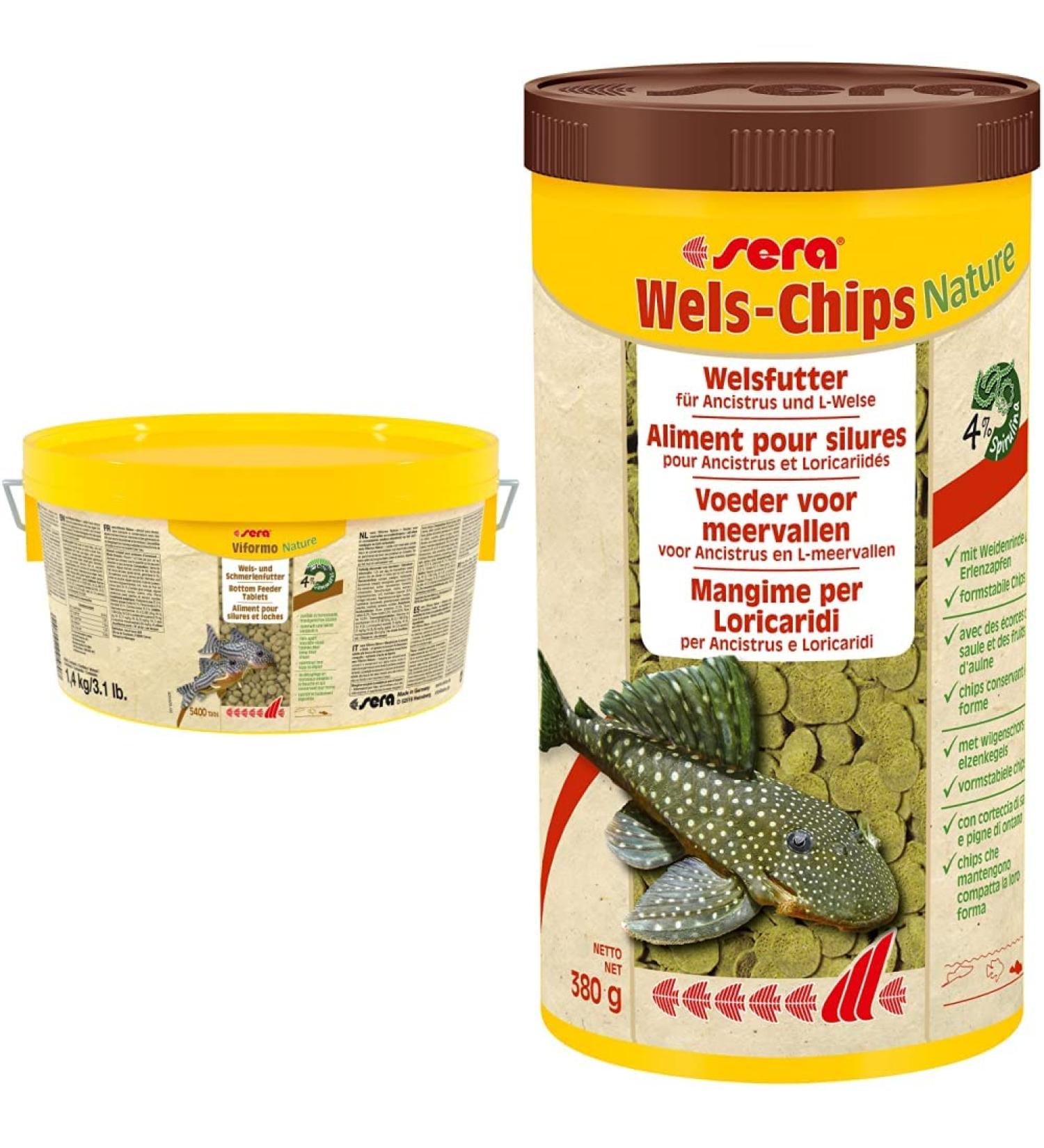 Premium Catfish Feed Bundle: Sera Vibormo Nature 2.2L Tablets & Welschips Nature 1L for Healthy Suction Catfish - International Shipping Available - Buy Online on GoSupps.com