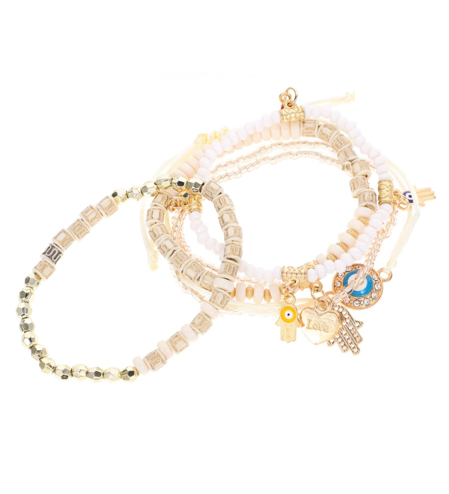 COHEALI 6pcs Beaded Bracelet Boho Gifts Charm Bracelets The Gift Trendy Gifts Boho Decor Lockets Jewelry Gift Party Gifts Handmade Bracelet Jewelry Decorations Bangle Pendant Miss Vintage 6.50X6.50X0.50CM White - Buy Online on GoSupps.com