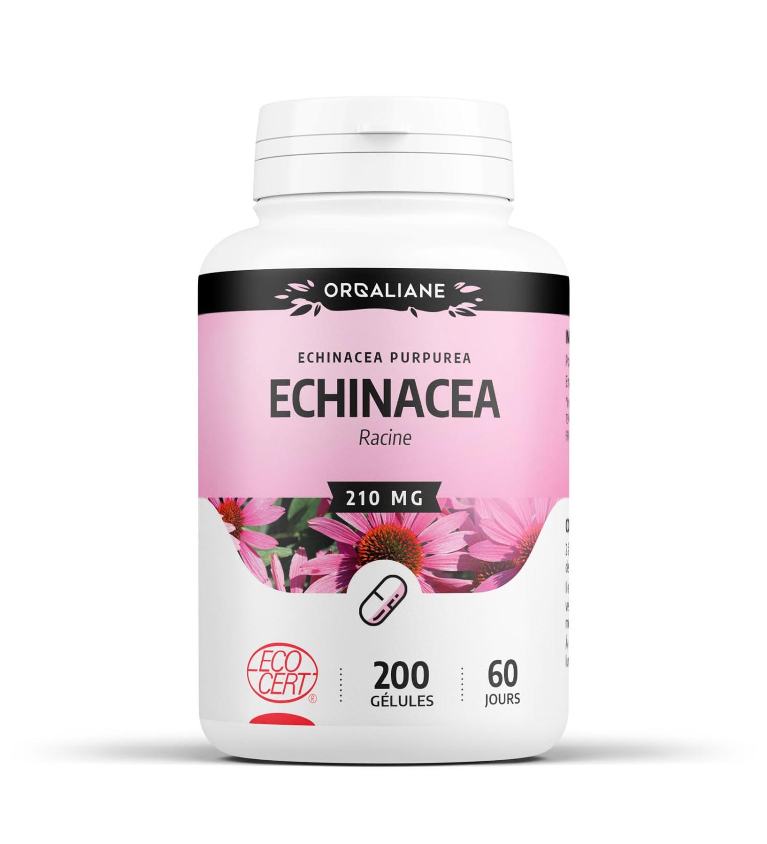Echinacea Organic 210 mg - 200 Capsules - Ecocert Certified - Orgaliane - Buy Online on GoSupps.com