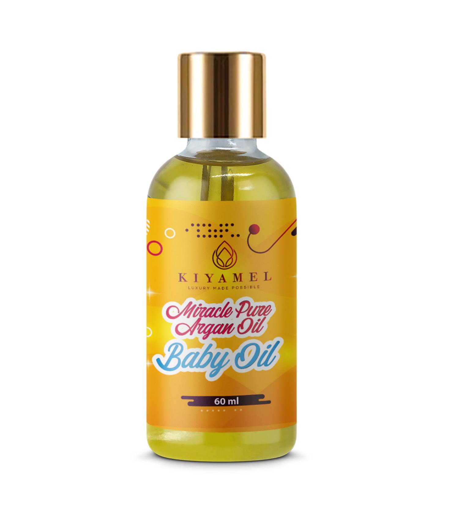KIYAMEL Miracle Pure Argan Baby Oil Natural Moisturizing Oil with Vitamin E & Omega 6 Fatty Acids, Deep Hydration for Soft Skin, Hair, Face & Nails Nourishing Daily Care for a Healthy and Radiant Glow - Buy Online on GoSupps.com