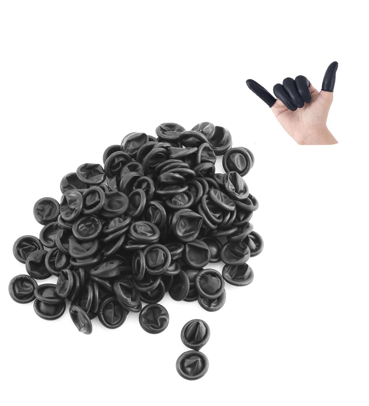 Lind Kitchen 150pcs Disposable Latex Finger Cots - Protective Fingertips Gloves | Rubber Industrial Fingerstall Sleeves 65x25mm (Black) - Buy Online on GoSupps.com