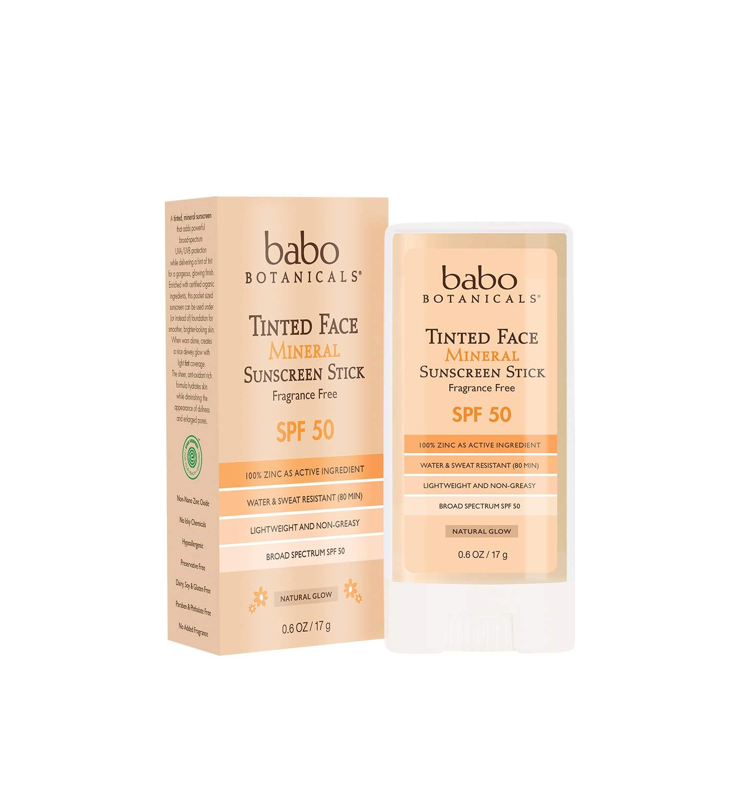 Babo Botanicals Tinted Mineral Stick Sunscreen SPF 50 | Unscented | 0.6 Ounce | 70+ Organic Ingredients - Buy Online on GoSupps.com