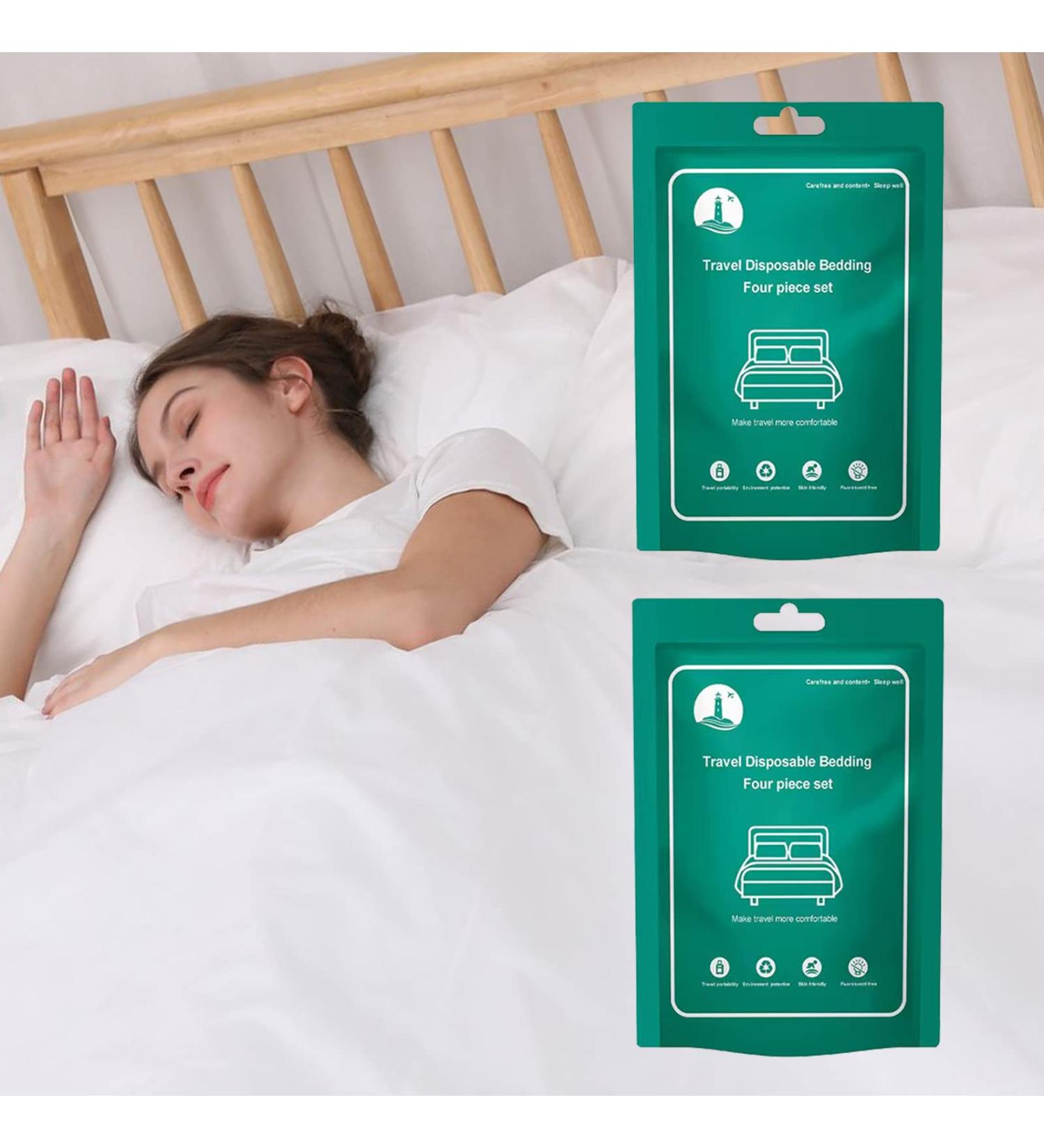 2 Pack Disposable Bedding Set for Travel - Includes Sheets, Quilt Covers, and Pillowcases - Buy Online on GoSupps.com
