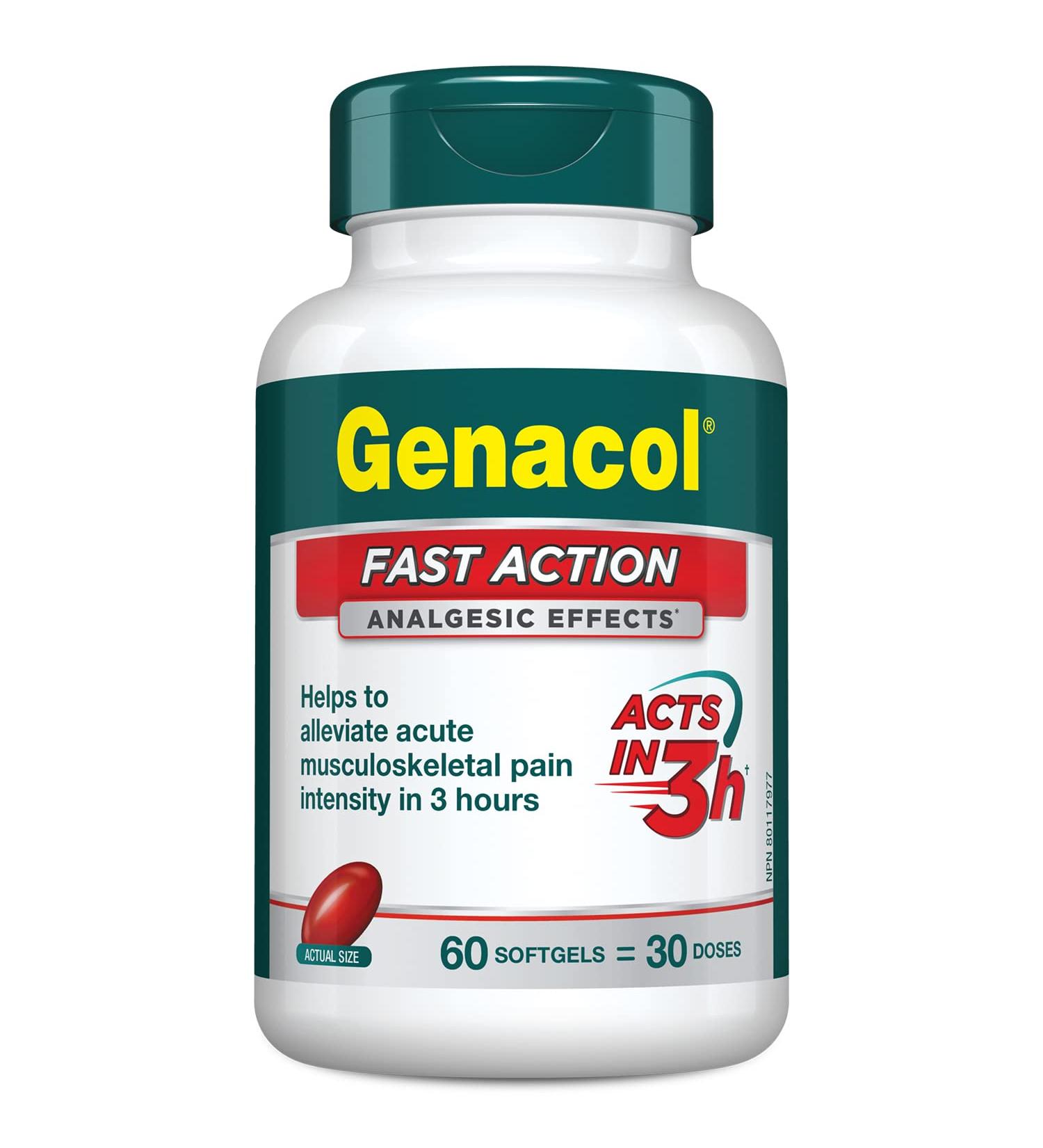 Genacol Fast Action | Fast Relief of Back Pain and Muscle Pain | Turmeric Curcumin Black Sesame Seed Oil and Boswellia | Plant-Based Softgels (60 Softgels) 1 count (Pack of 60) - Buy Online on GoSupps.com