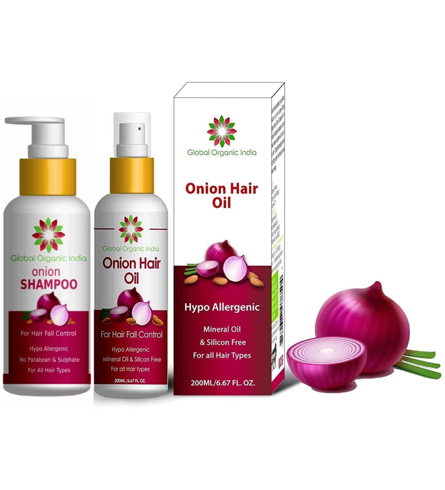 Global Organic India Complete Hair Care Kit With Onion Shampoo+ Onion oil (200 ml each) - Buy Online on GoSupps.com