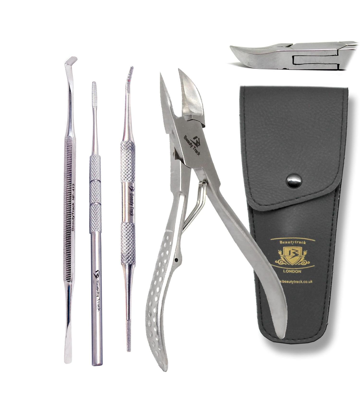 Professional Toe Nail Clippers Black File Ingrown Toenail Tools for Thick Nails