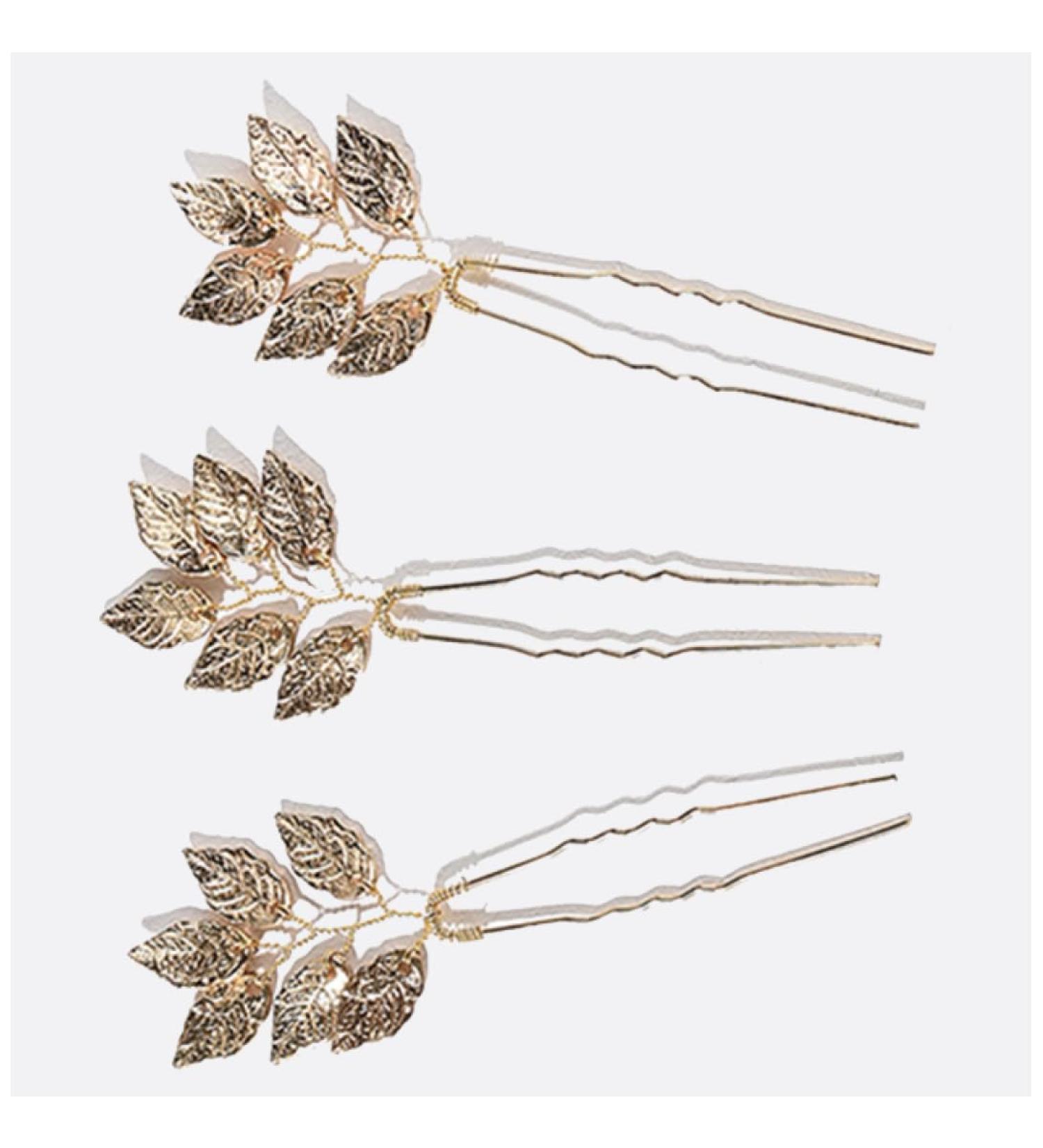 Wedding Hairpins With Leaves Gold And Silver Ideal As Hair Accessories For Bridesmaid Women And Girls  - Buy Online on GoSupps.com