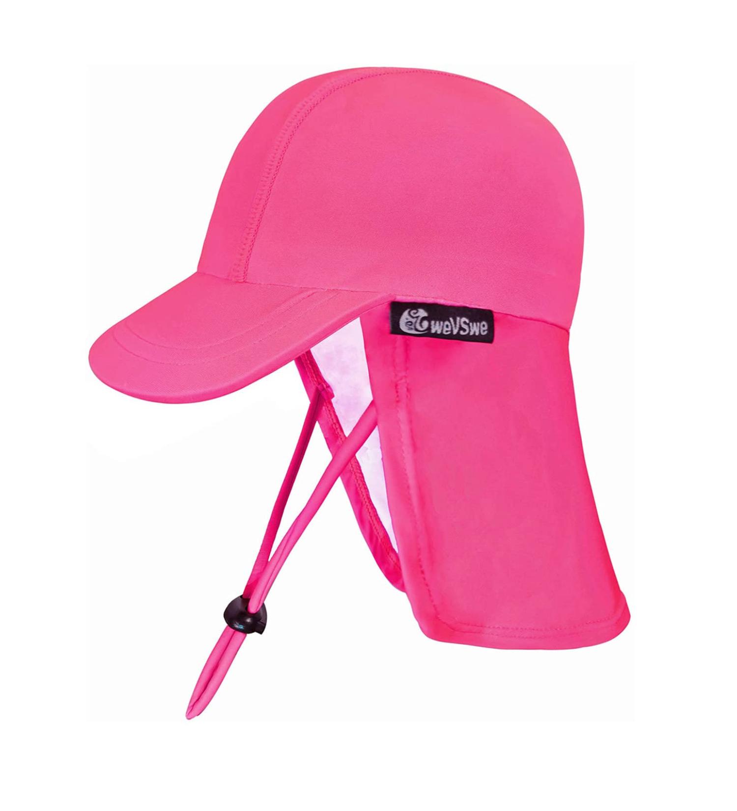 weVSwe Baby Toddler Sun Hat UPF 50+ Swim Cap Flap Neck Protection Adjustable Chin Straps - Pink (0-6 Months) - Buy Online on GoSupps.com