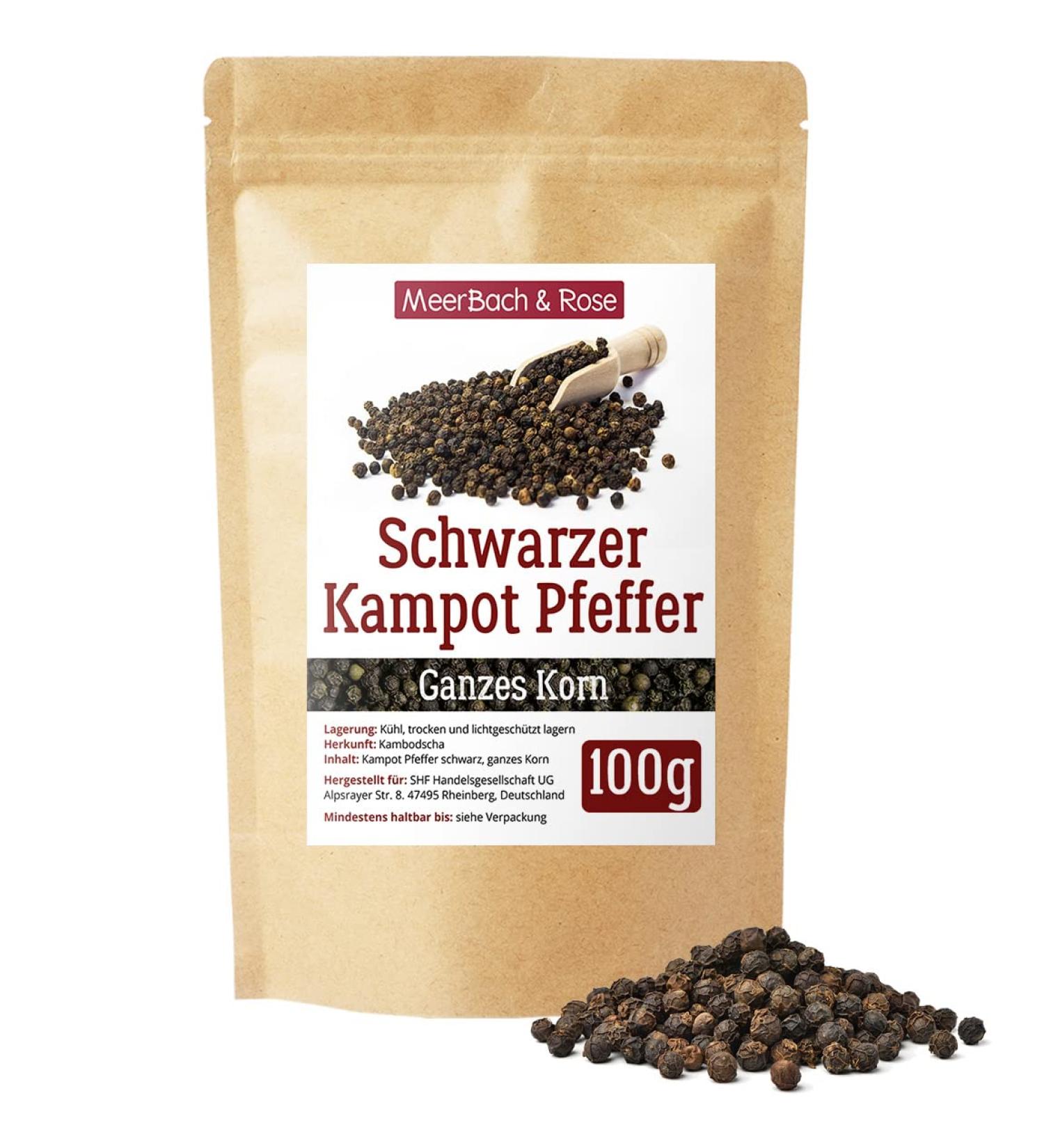 Kampot Black Pepper 100g - Finest Cambodian Whole Peppercorns for Mills Hand-Filled in Germany - Buy Online on GoSupps.com