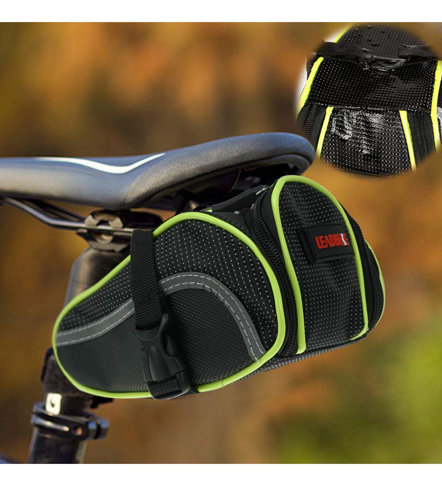 Ryhpez Bike Saddle Bag - Green | Waterproof Seat Pouch with Reflective Stripes - Buy Online on GoSupps.com