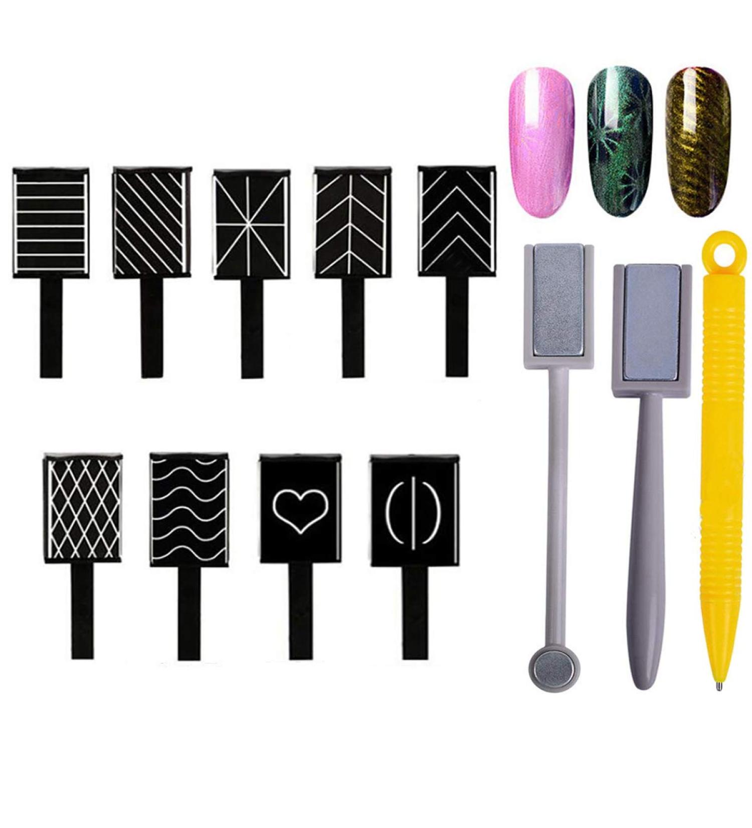 12 Pieces Nail Magnet Tool Set - MWOOT 3D Magnetic Cat Eye Pen for Nail Art - Professional Nail Polish Gel Tools - Buy Online on GoSupps.com