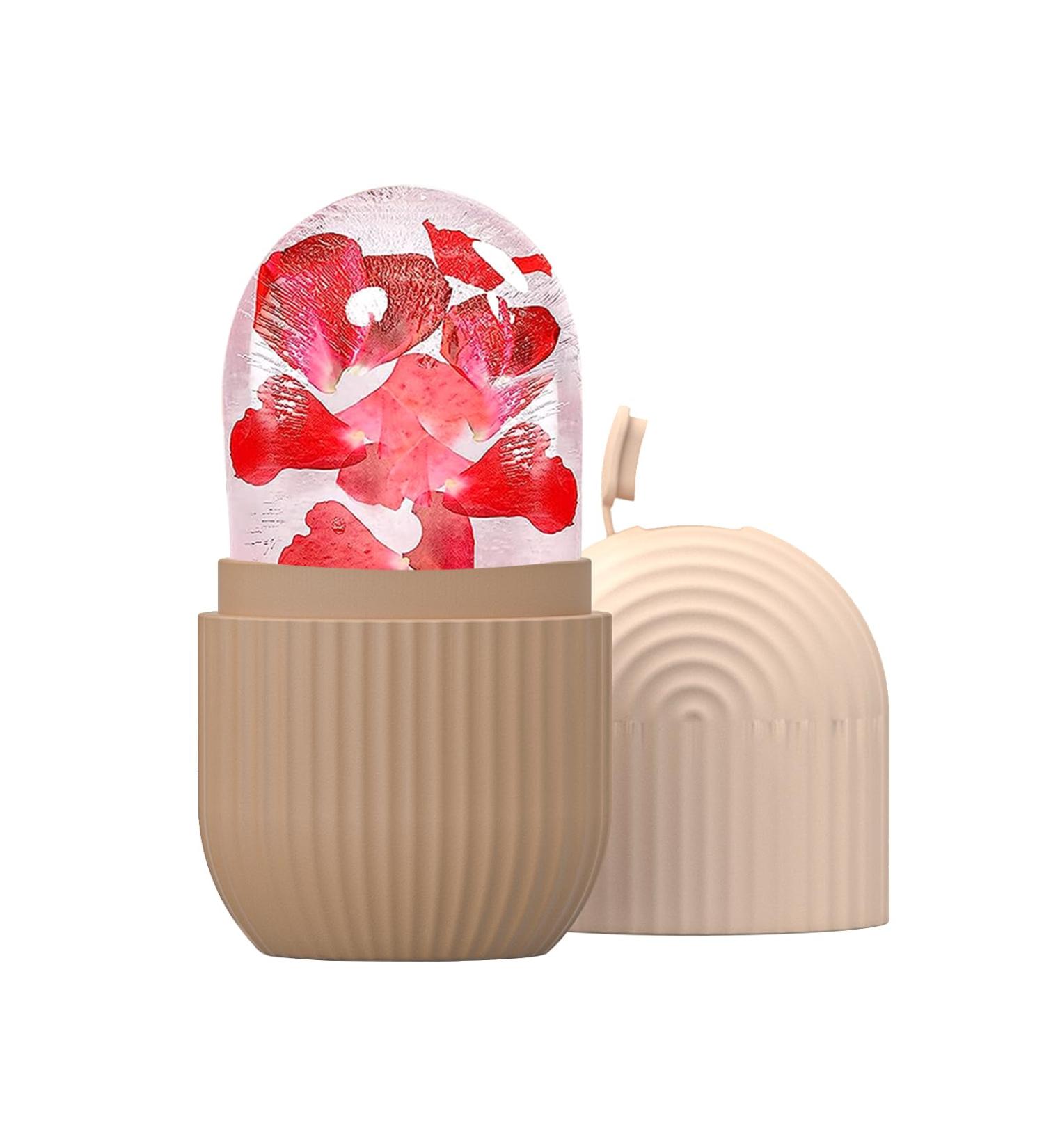Joyeee Ice Face Roller Reusable Silicone Mold Face Massage Eye Facial Beauty Skin Care Tools Apply Ice for Shrink Pores Anti Wrinkle Reduce Puffiness Improve Skin Elasticity Striped Coffee Color - Buy Online on GoSupps.com