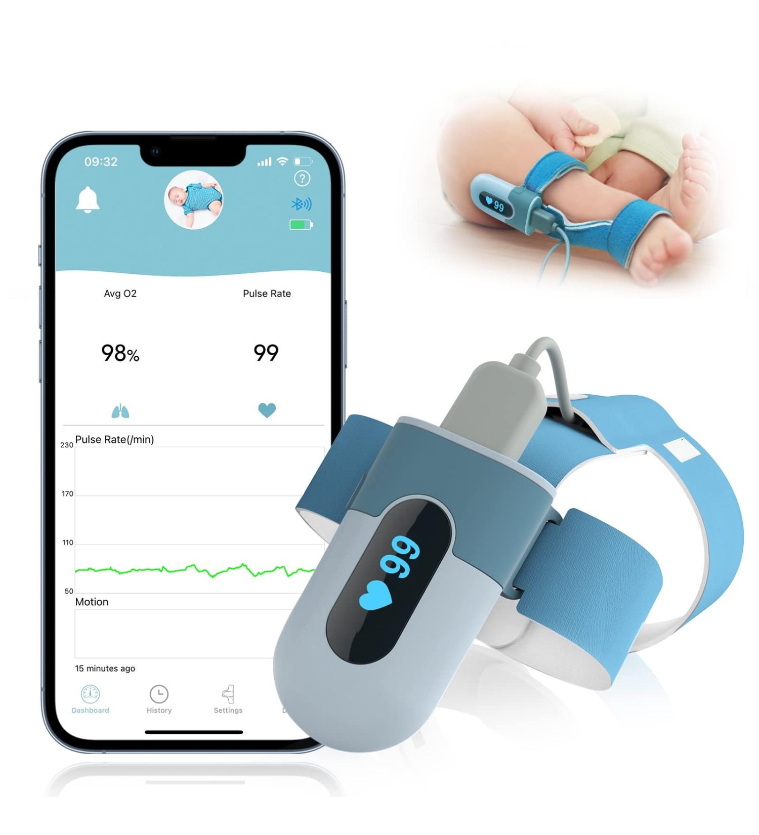 Babytone Baby Sleep Monitor S1: Track Heart Rate, Oxygen Level & Movement | Wearable Foot Monitor with Bluetooth | Free APP | 0-36 Months Infant's Sleep - Buy Online on GoSupps.com