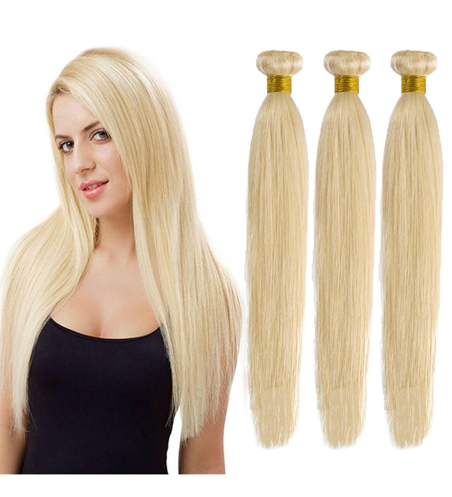 Elailite 100% Brazilian Human Hair Extensions - 40cm #613 Light Blonde Sew-In Bundles | Premium Real Hair Bundle - Buy Online on GoSupps.com