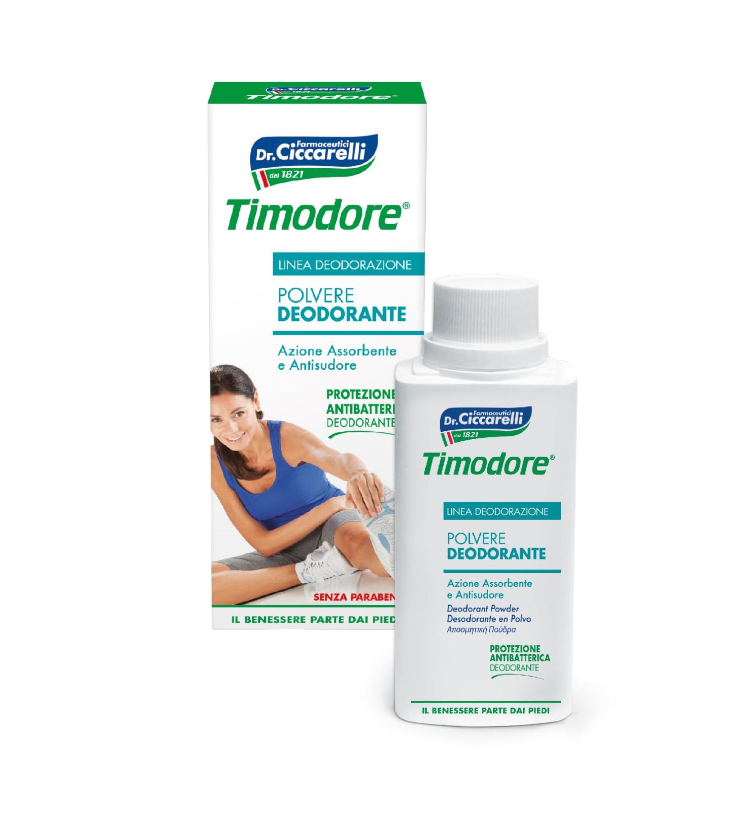 Timodore Deodorant Powder - Anti-Welding & Absorbing 100% Made in Italy 75g Ginger | Perfect for Excessive Sweating & Antibacterial Protection - Buy Online on GoSupps.com