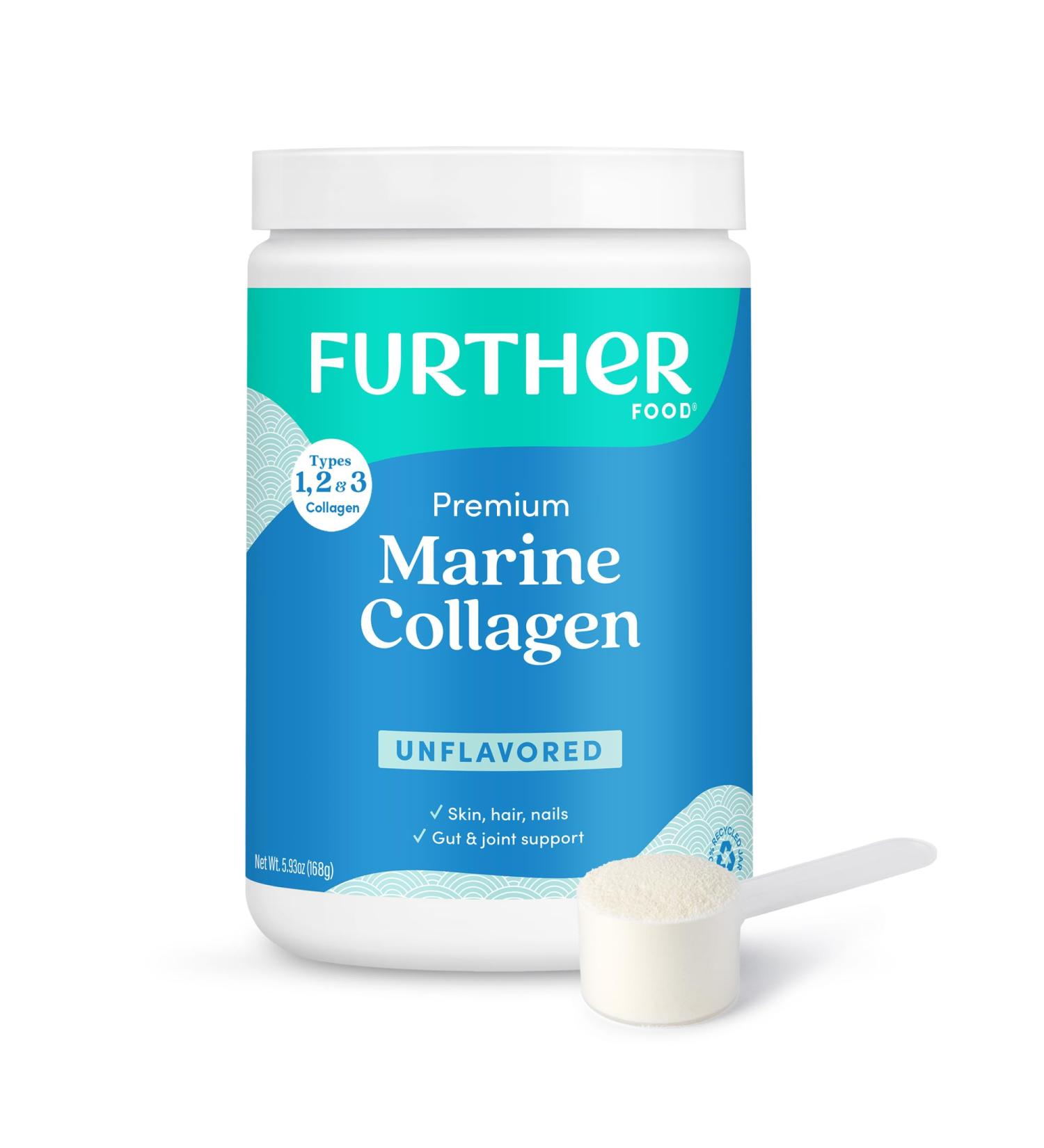 Further Food Unflavored Marine Collagen Peptides Powder Wild-Caught Sustainably Sourced Fish Hydrolyzed Type 1 2 & 3 12g Protein 5.93 Oz Unflavored 5.93 Ounce (Pack of 1) - Buy Online on GoSupps.com