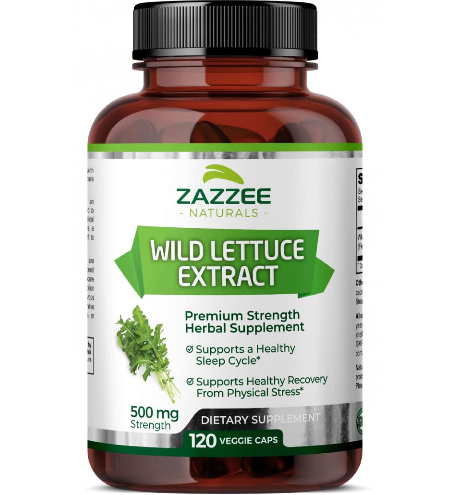 Zazzee Wild Lettuce Extract - 500mg Strength, 120 Vegan Capsules - Potent Lactuca Virosa Variety - 4X Extract - Vegan & Non-GMO - Buy Online on GoSupps.com