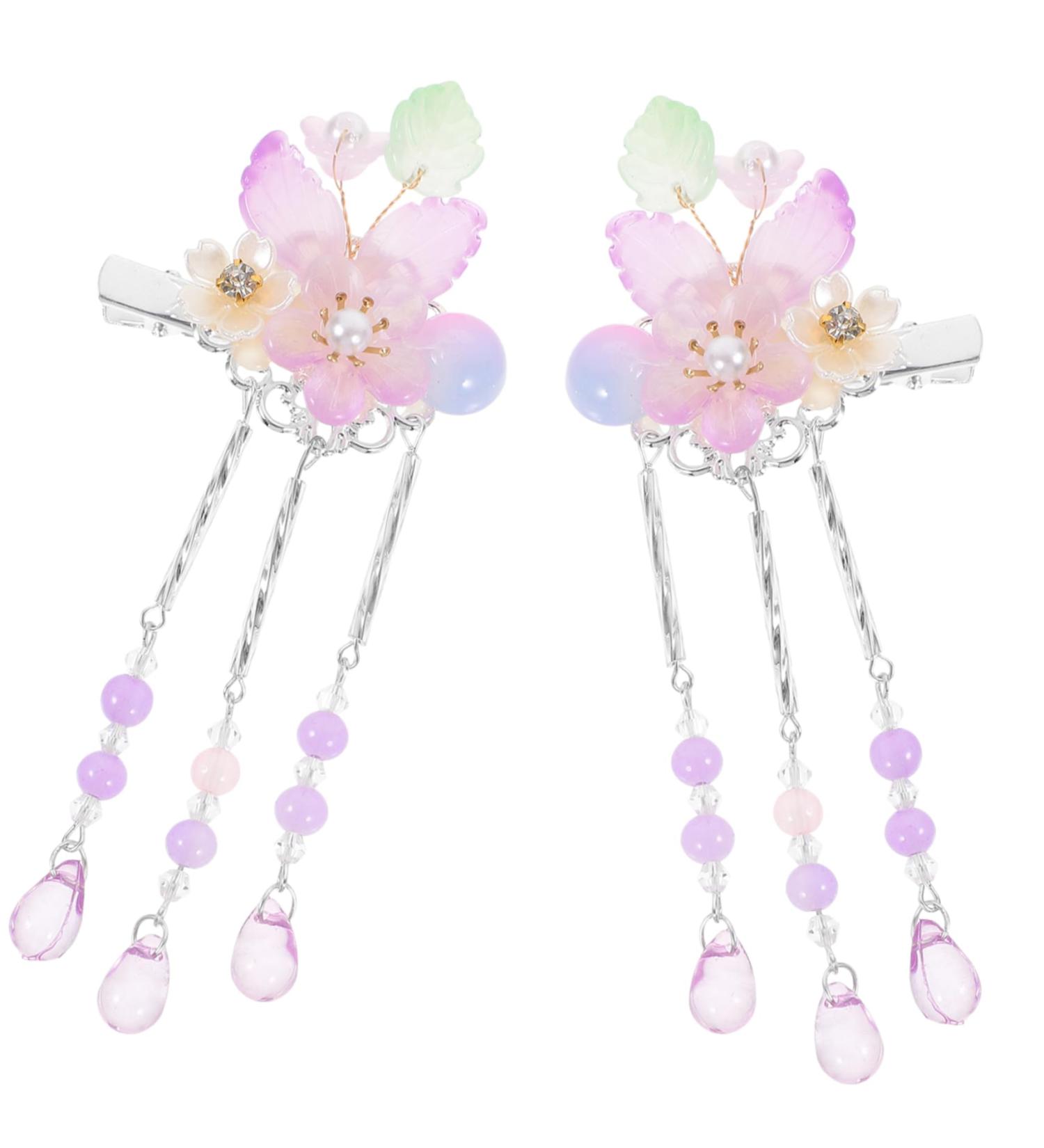 FOMIYES 1 Pair Floral Tassel Headdress Traditional Hair Clips Asian Hairpins Bride Hair Clip Vintage Hair Clips Chinese Hair Accessories Purple Sweet Plastic China Child - Buy Online on GoSupps.com