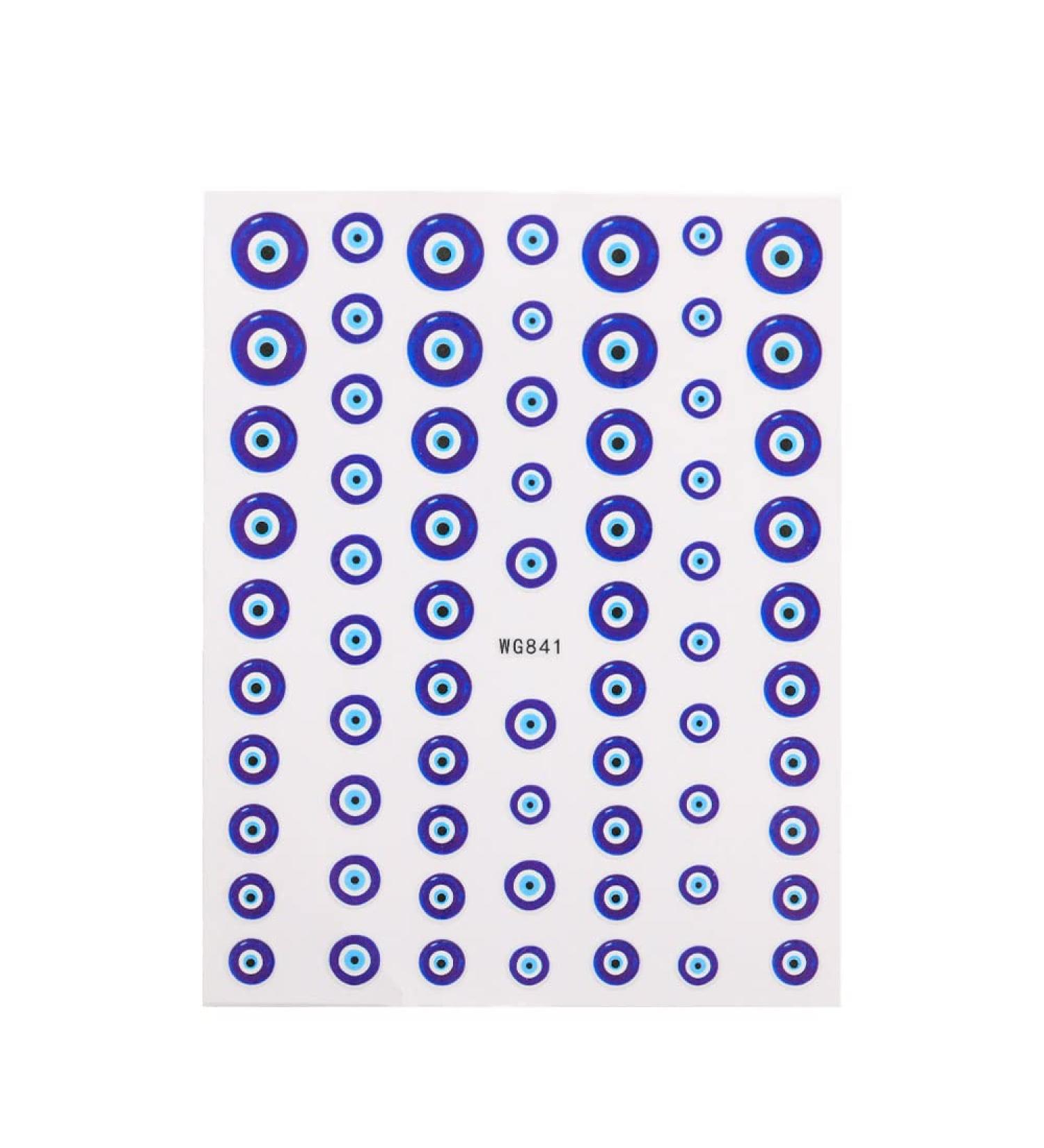 Self-adhesive Design for Nail Salons Easy to Apply Lucky Blue Colorful Evil Eye Nail Sticker Eye Evil Nail Art Sticker 3D Nail Decals(WG841) - Buy Online on GoSupps.com