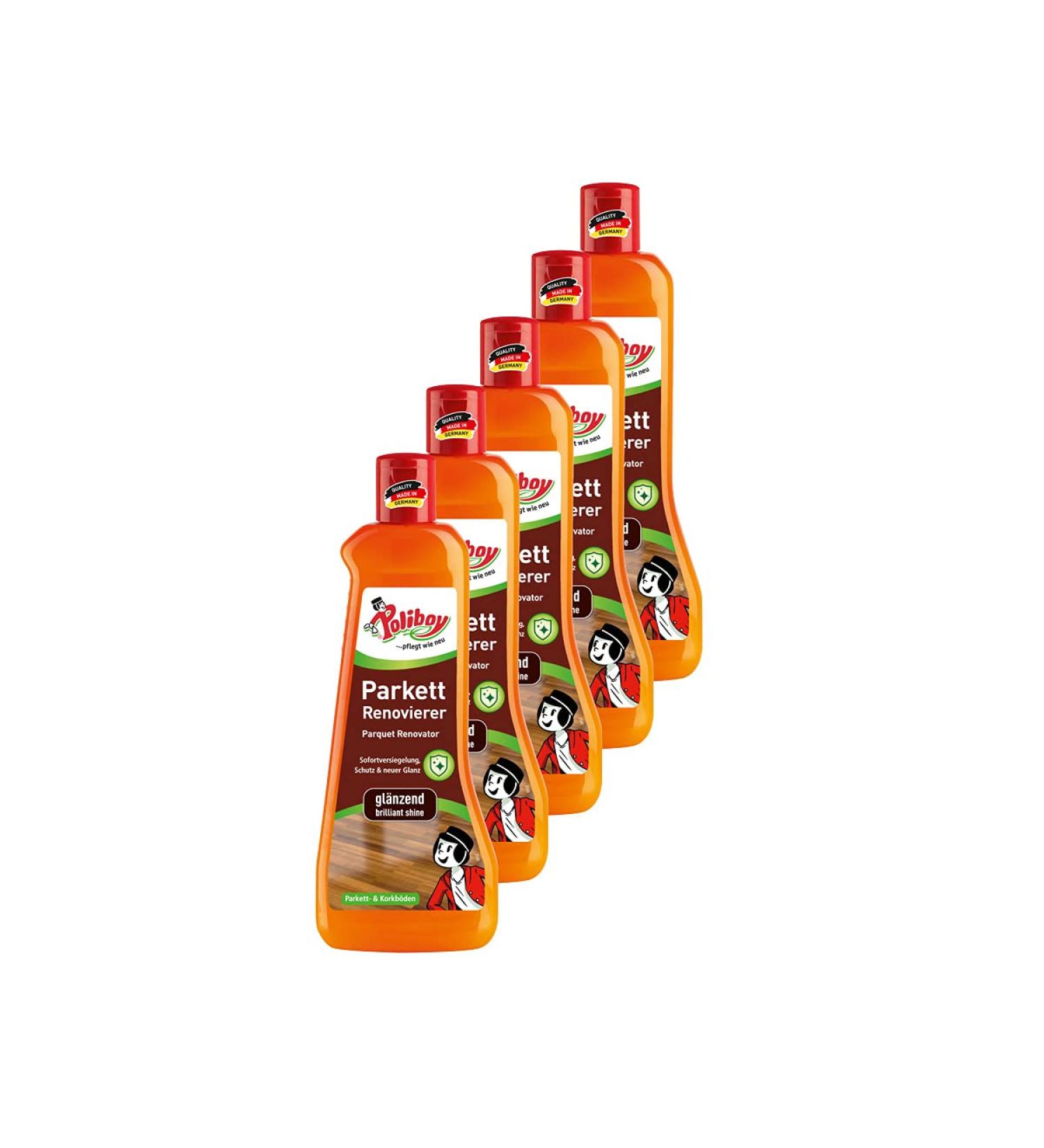 Poliboy Parquet Renovator Shiny - 2.5L (5x500ml) | Glossy Finish for Wooden & Cork Floors | Made in Germany - Buy Online on GoSupps.com