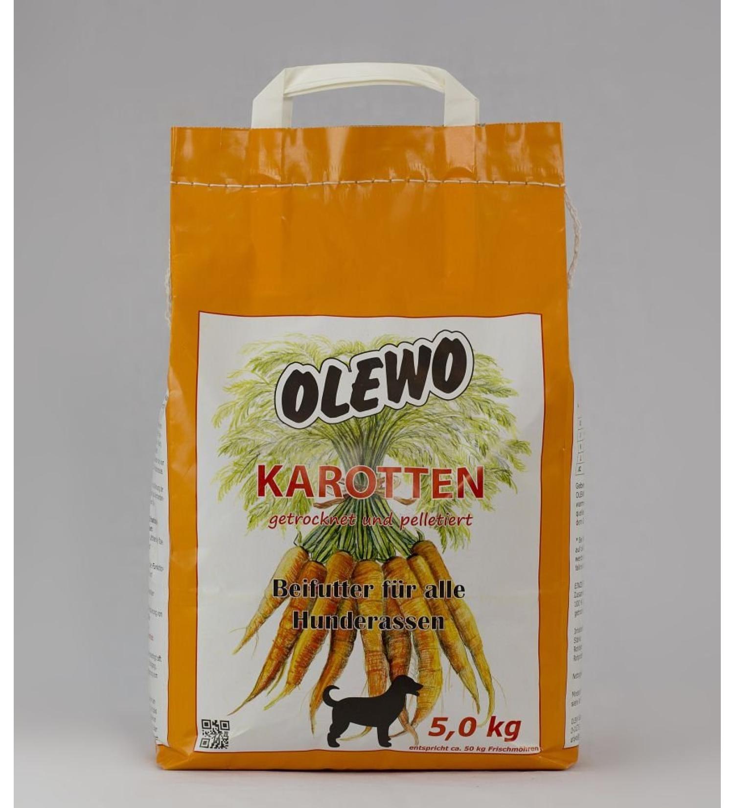 Olewo Dog Carrot Pellets 5 kg Supplementary Food for all Breeds Natural Product Barf 5 kg (1 Pack)